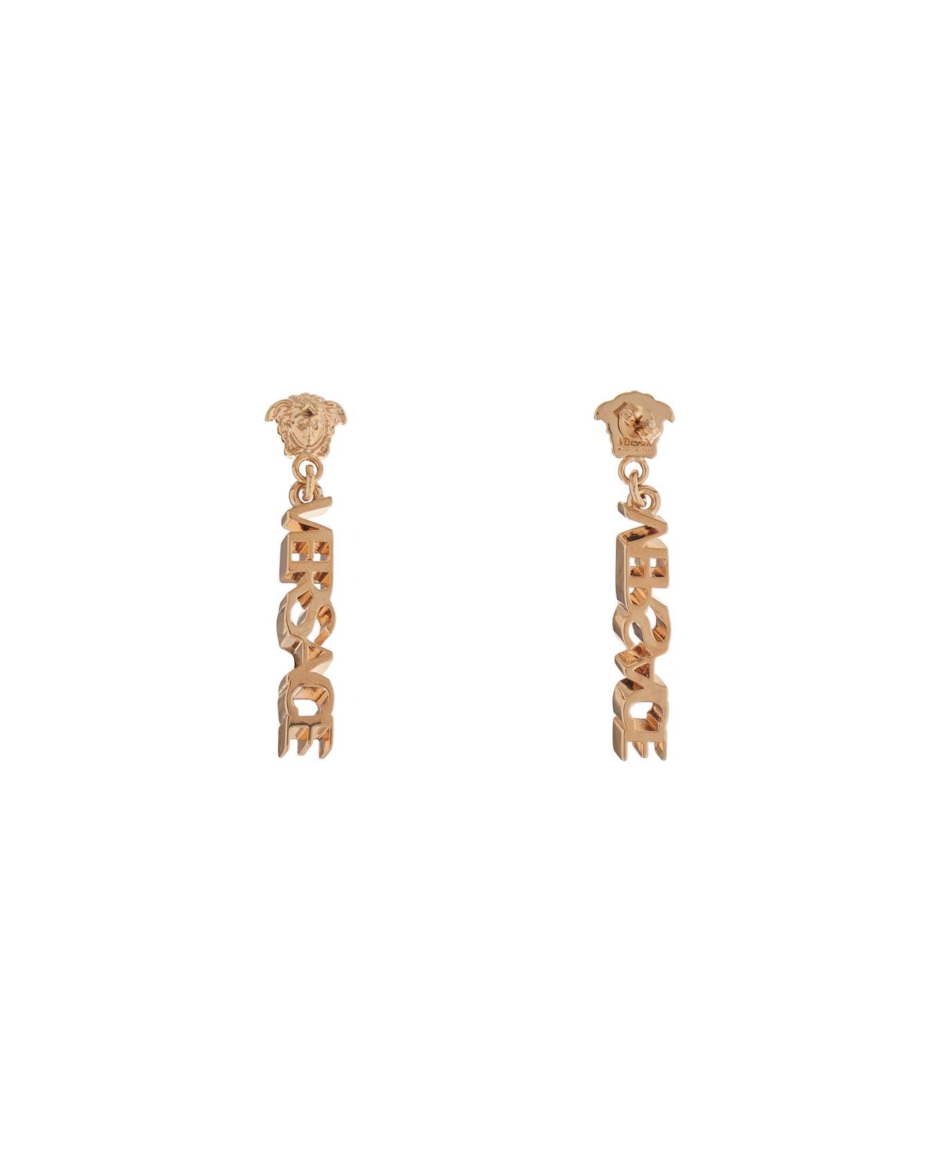 Versace Gold Metal Lion Head Earrings With Three-dimensional Effect - Versace Gold
