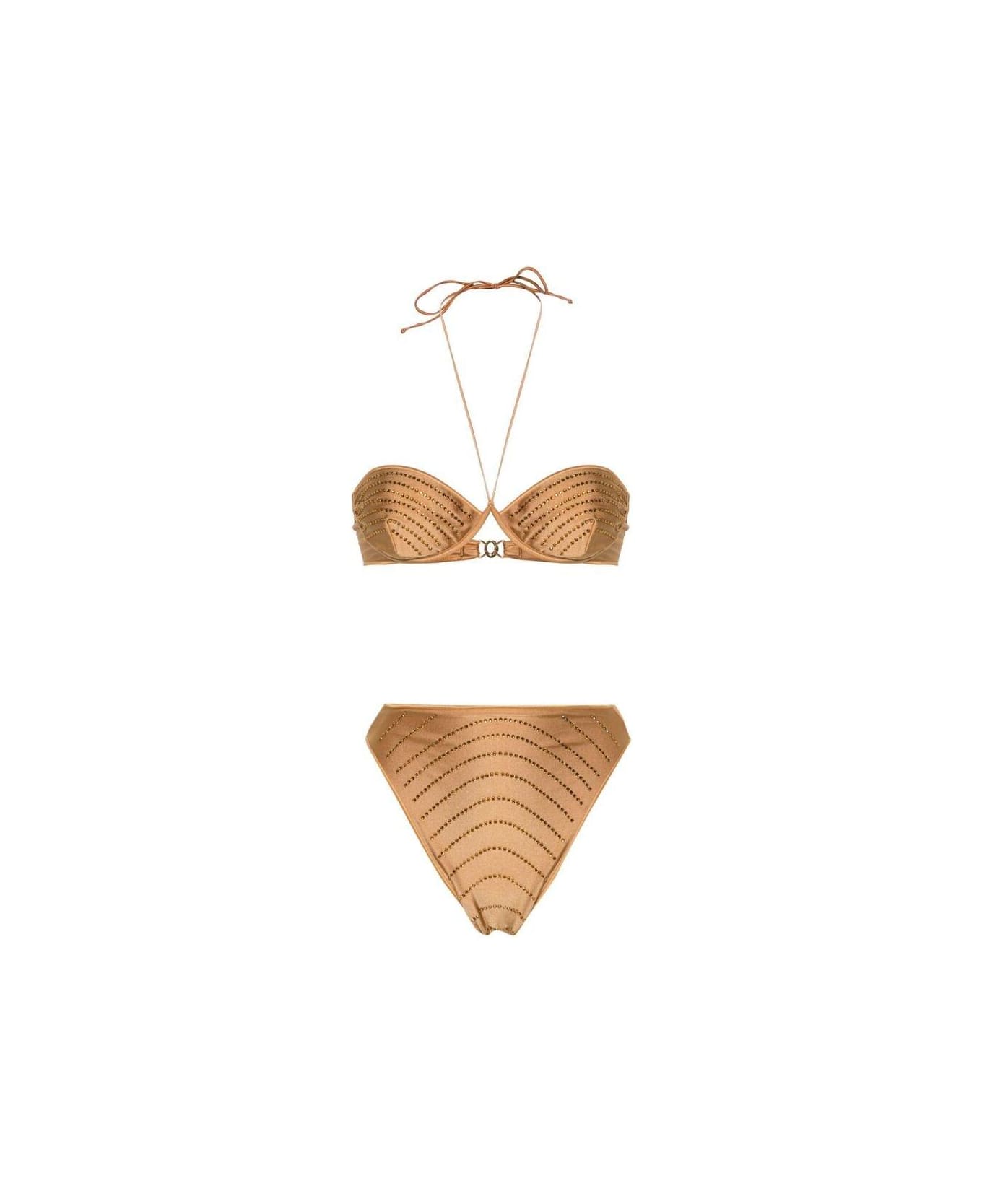 Oseree Embellished Two-piece Bikini Suit - NEUTRALS