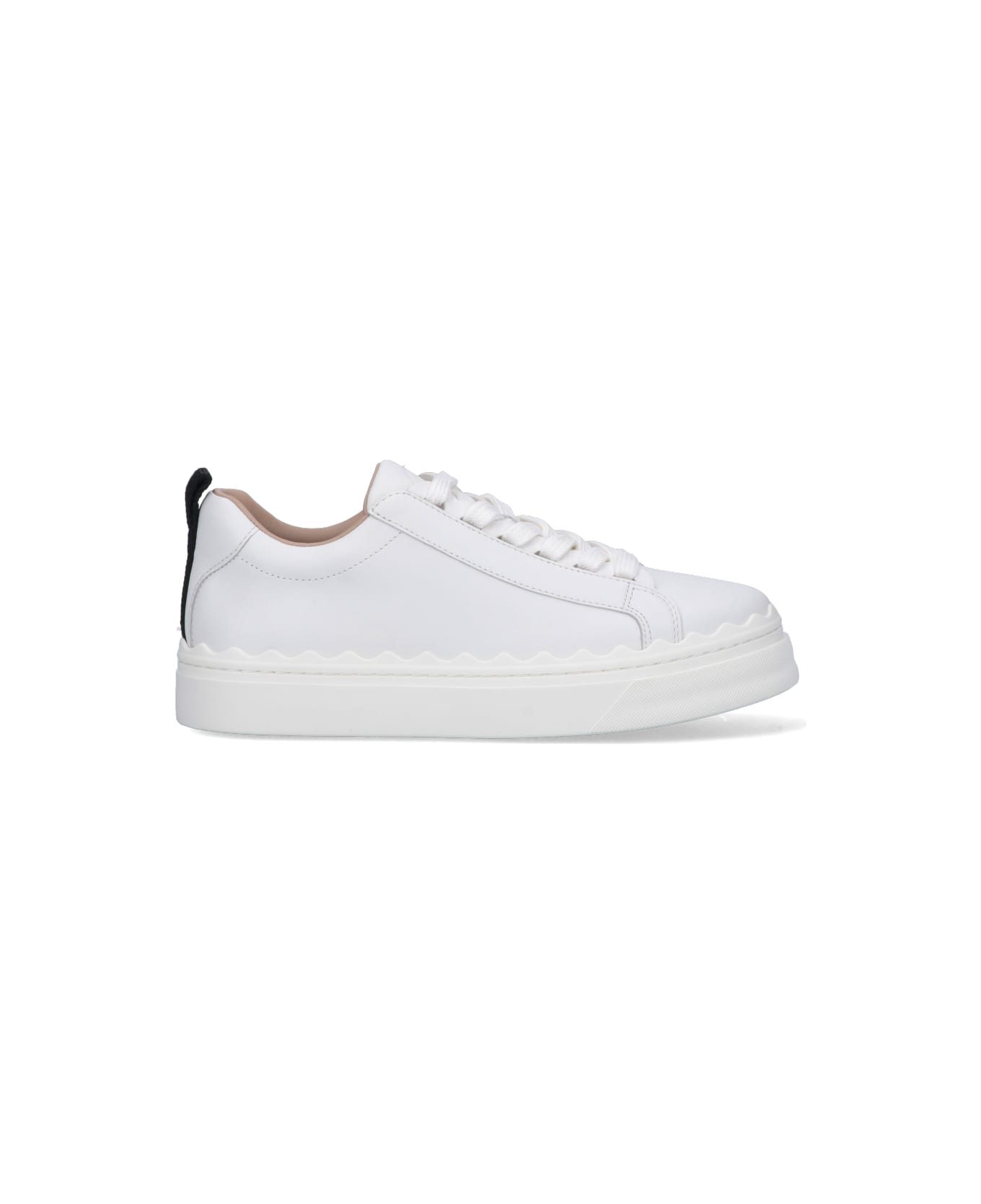 Chloé Lauren Sneakers In White Leather - Bianco