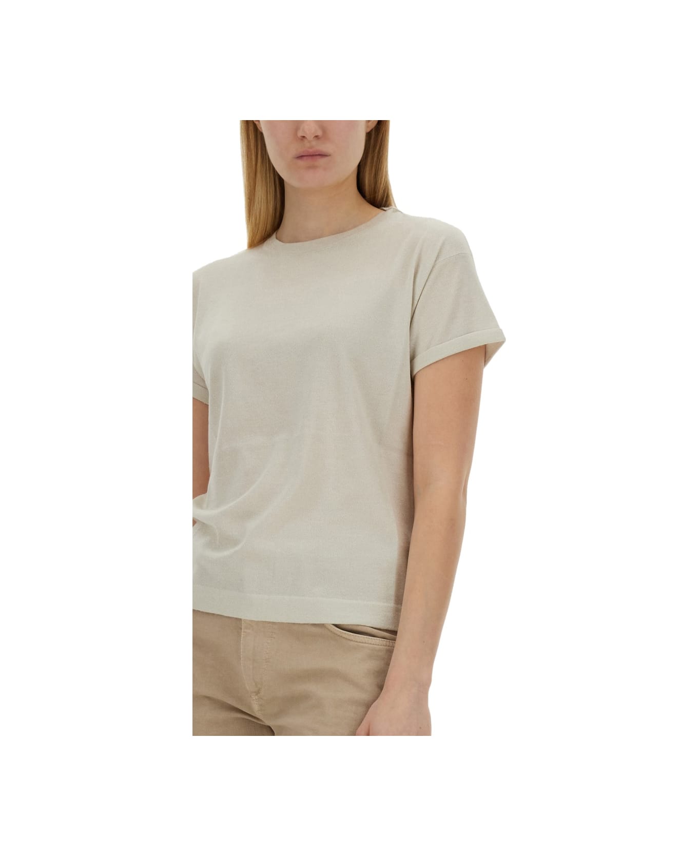 Brunello Cucinelli Cashmere And Silk T-shirt - WHITE Tシャツ