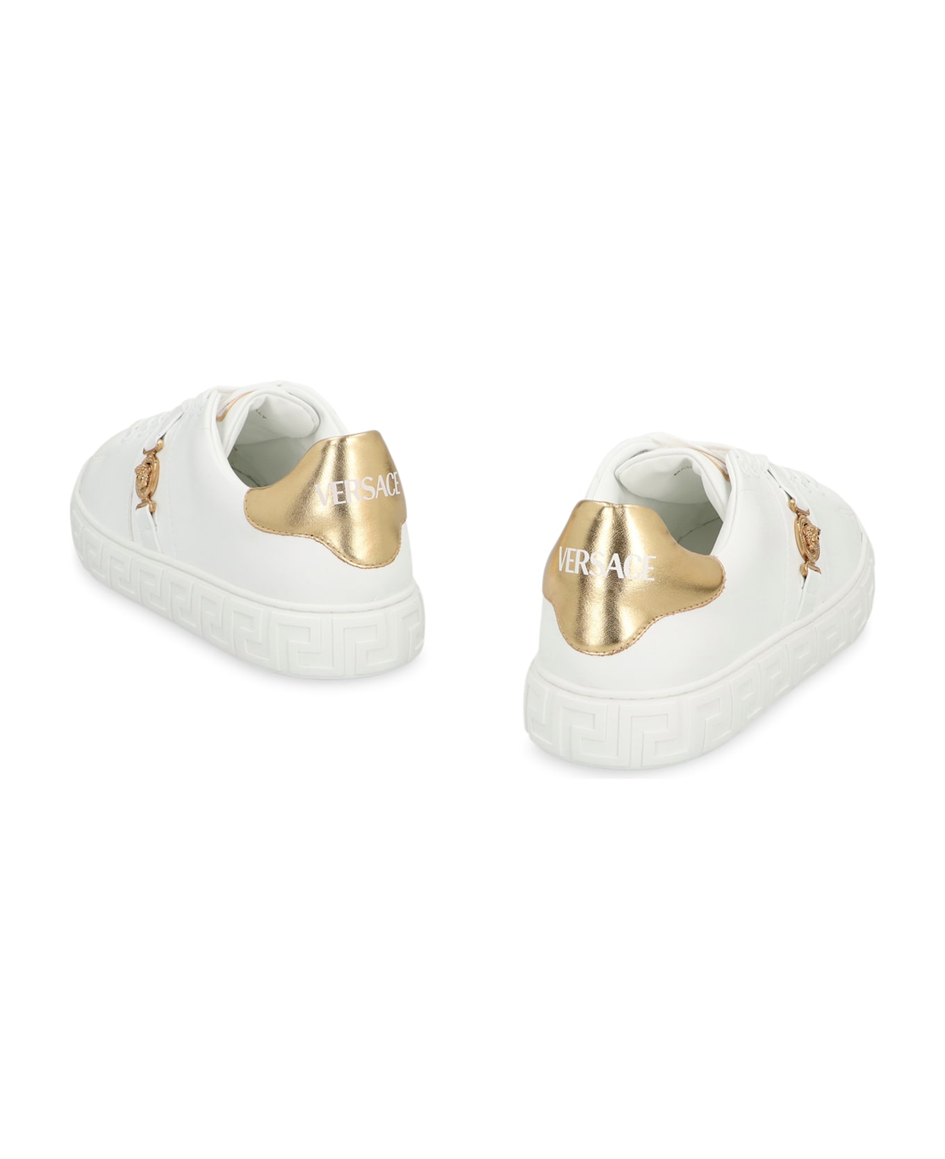 Versace Faux Leather Low-top Sneakers - White
