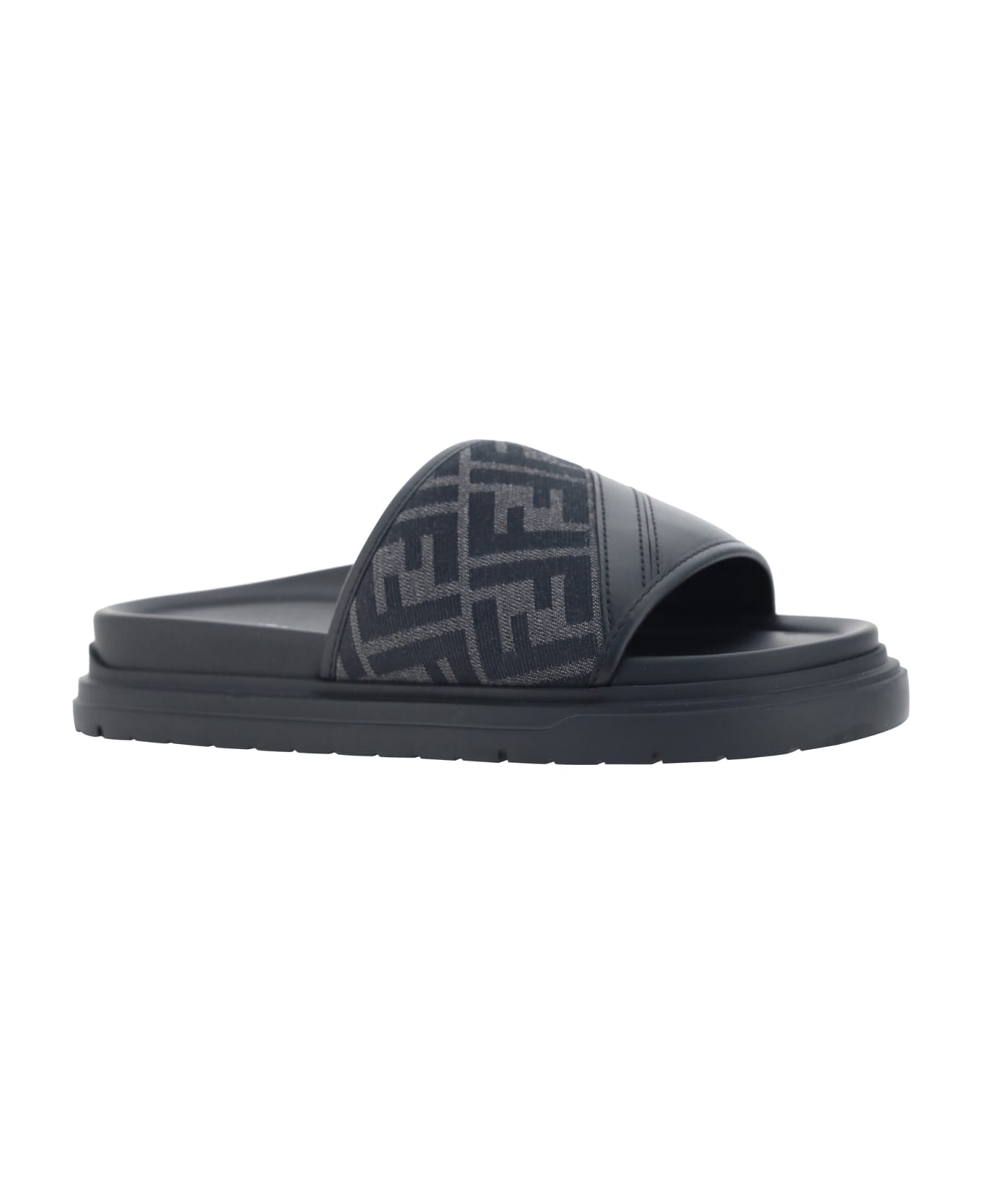 Fendi Slide Sandals - Nero+ner+grigio Nero