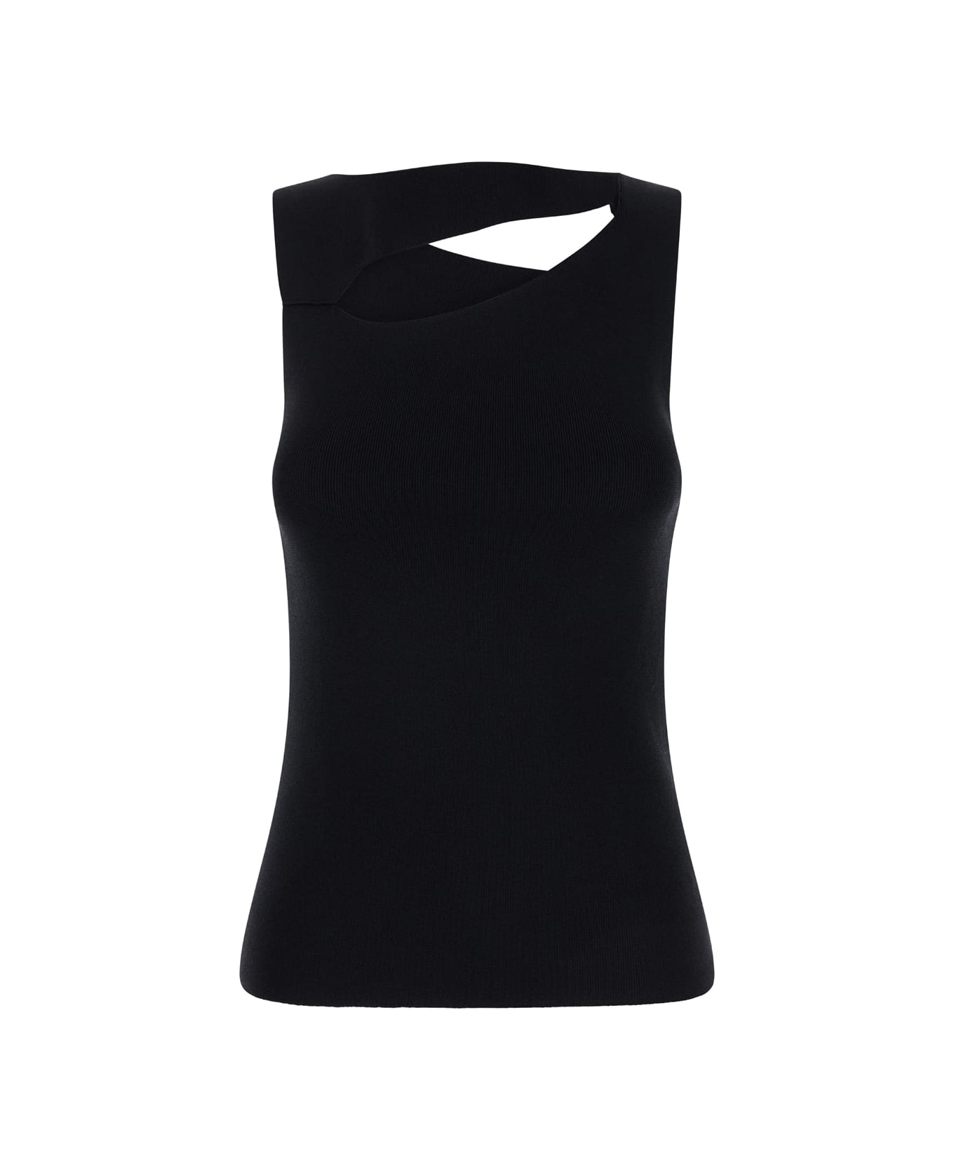 SEMICOUTURE Black Sleeveless Top With Cut-out At The Front And Back In Viscose Blend Woman - Black タンクトップ