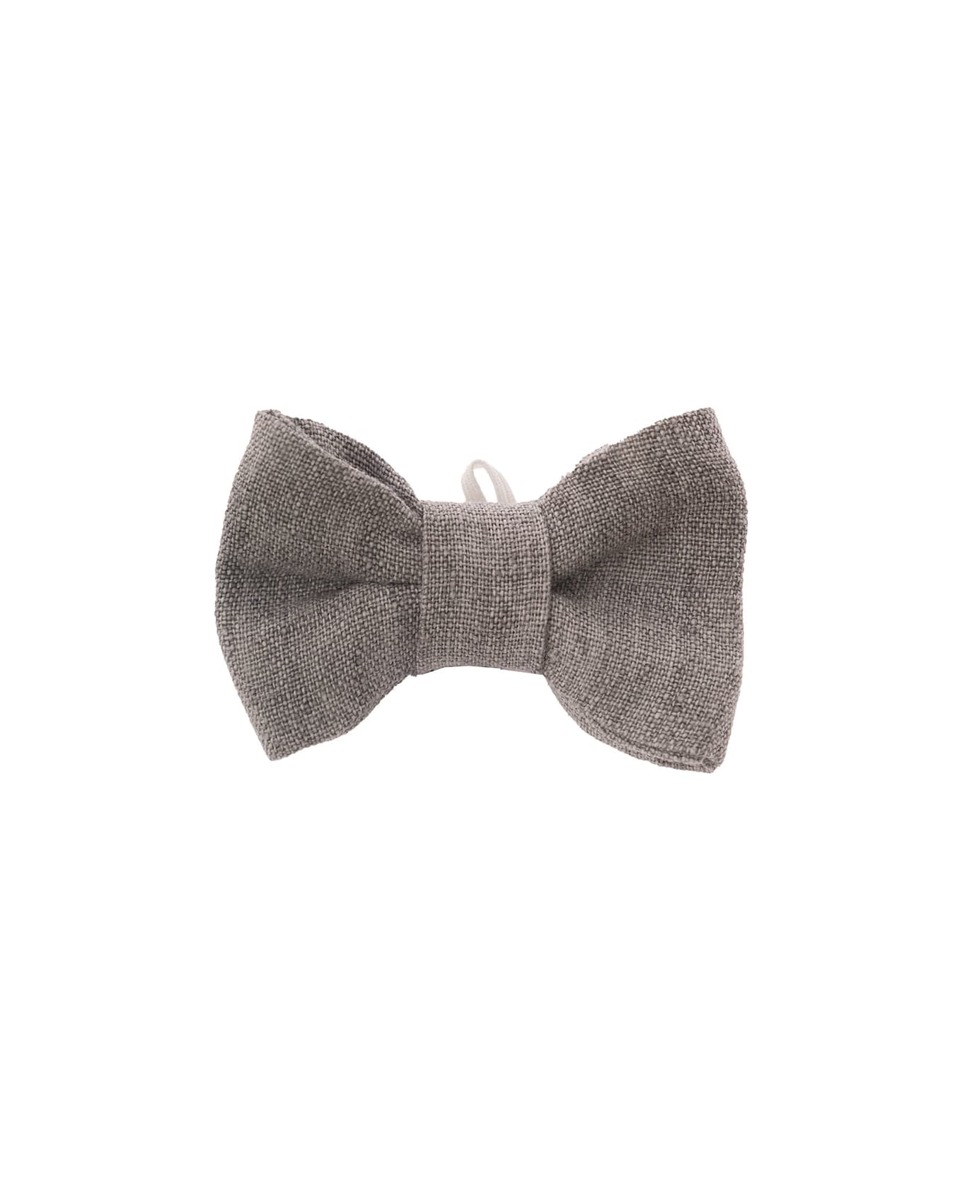 Il Gufo Grey Pre-tied Bow Tie In Linen Baby - Grey アクセサリー＆ギフト