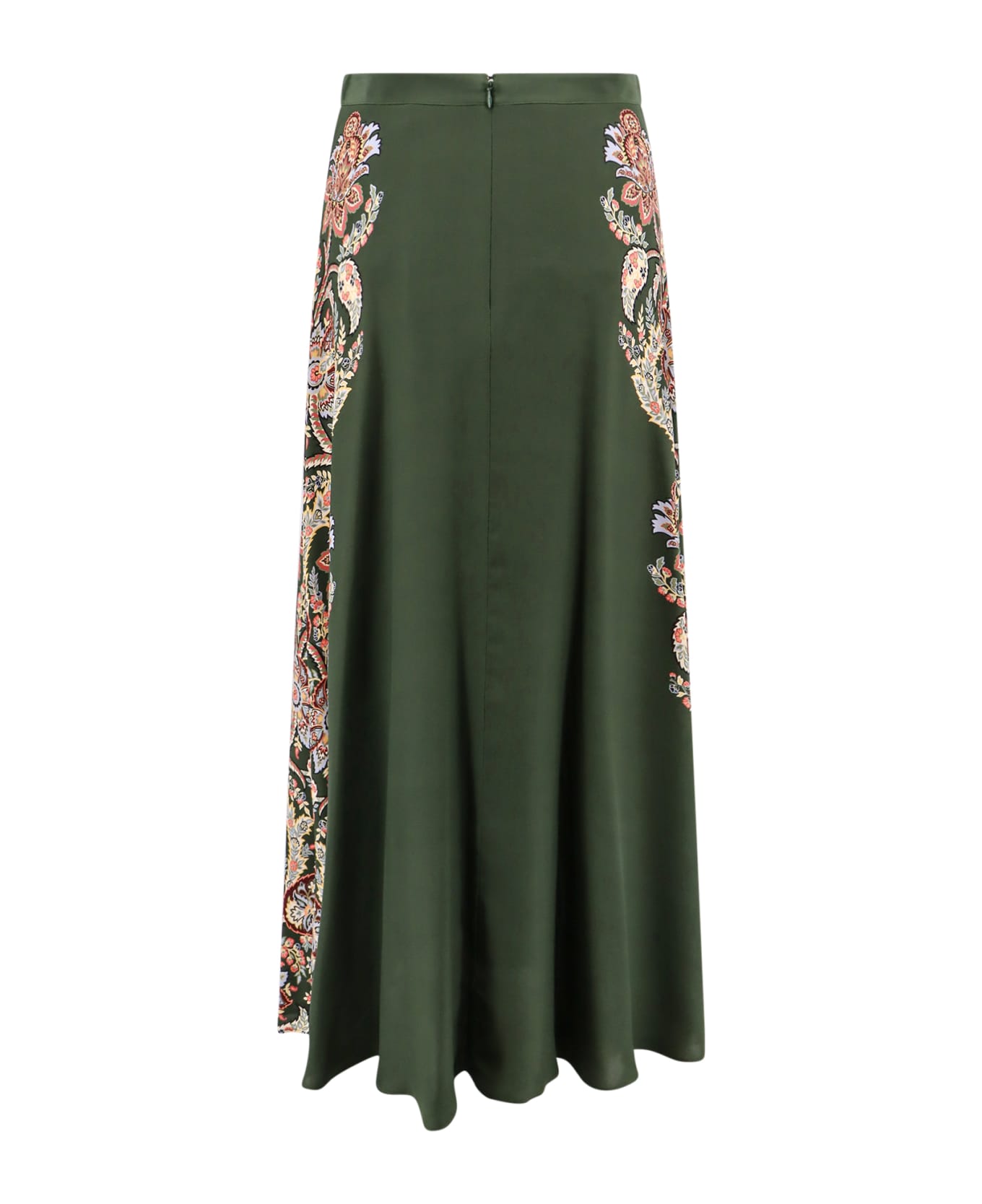 Etro Dark Green Paisley Print Long Skirt - Green