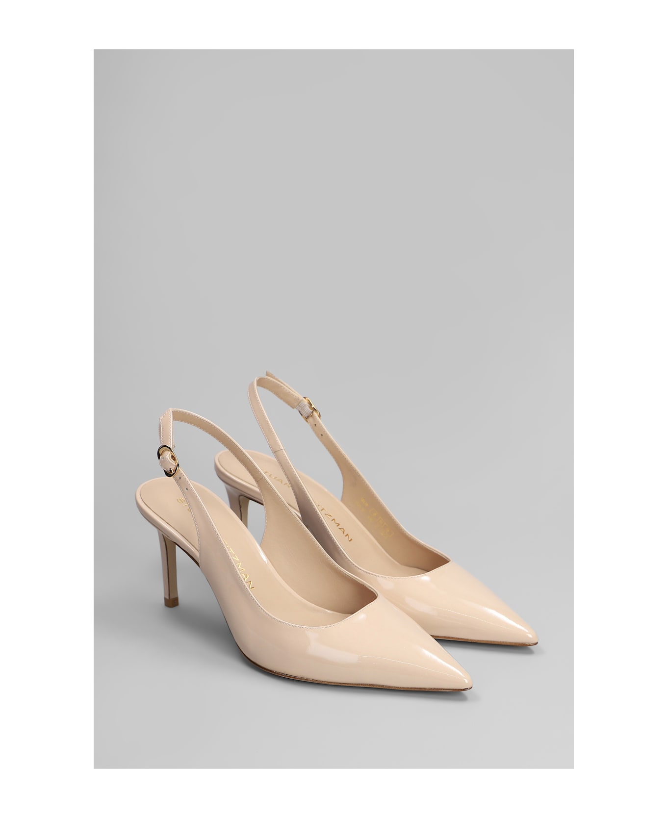 Stuart Weitzman Stuart Power Slgbk 7 Pumps In Beige Patent Leather - beige