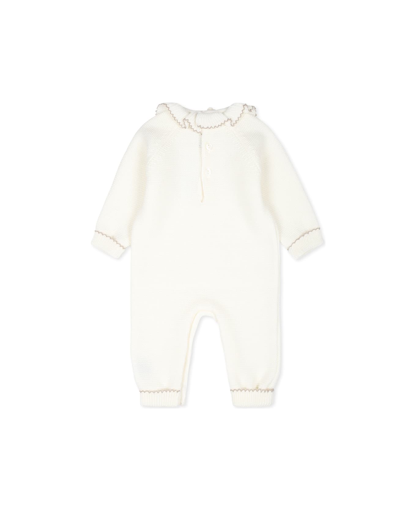 Little Bear Ivory Babygrow For Baby Girl - White