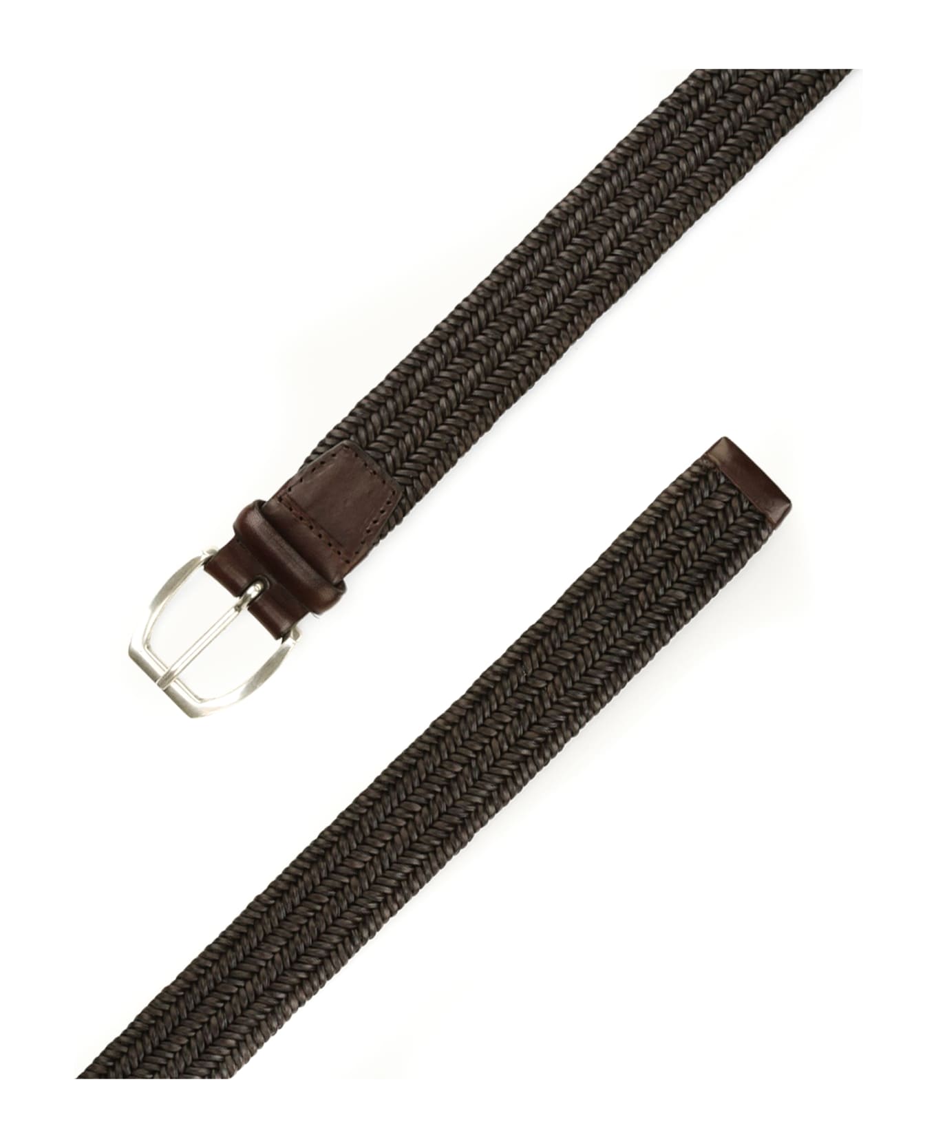 Orciani Wide Braided Leather Belt - Brown