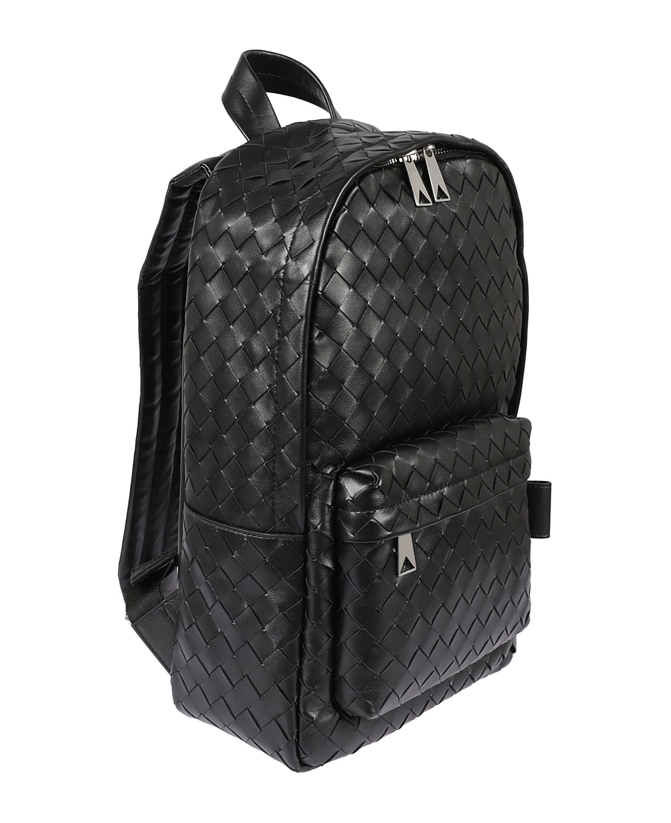 Bottega Veneta Avenue Leather Backpack - Black/Silver