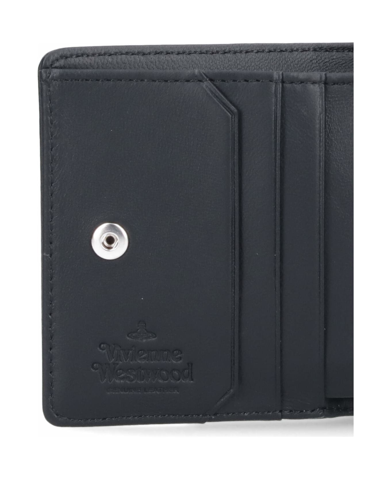 Vivienne Westwood Logo Flap Wallet - Black   財布