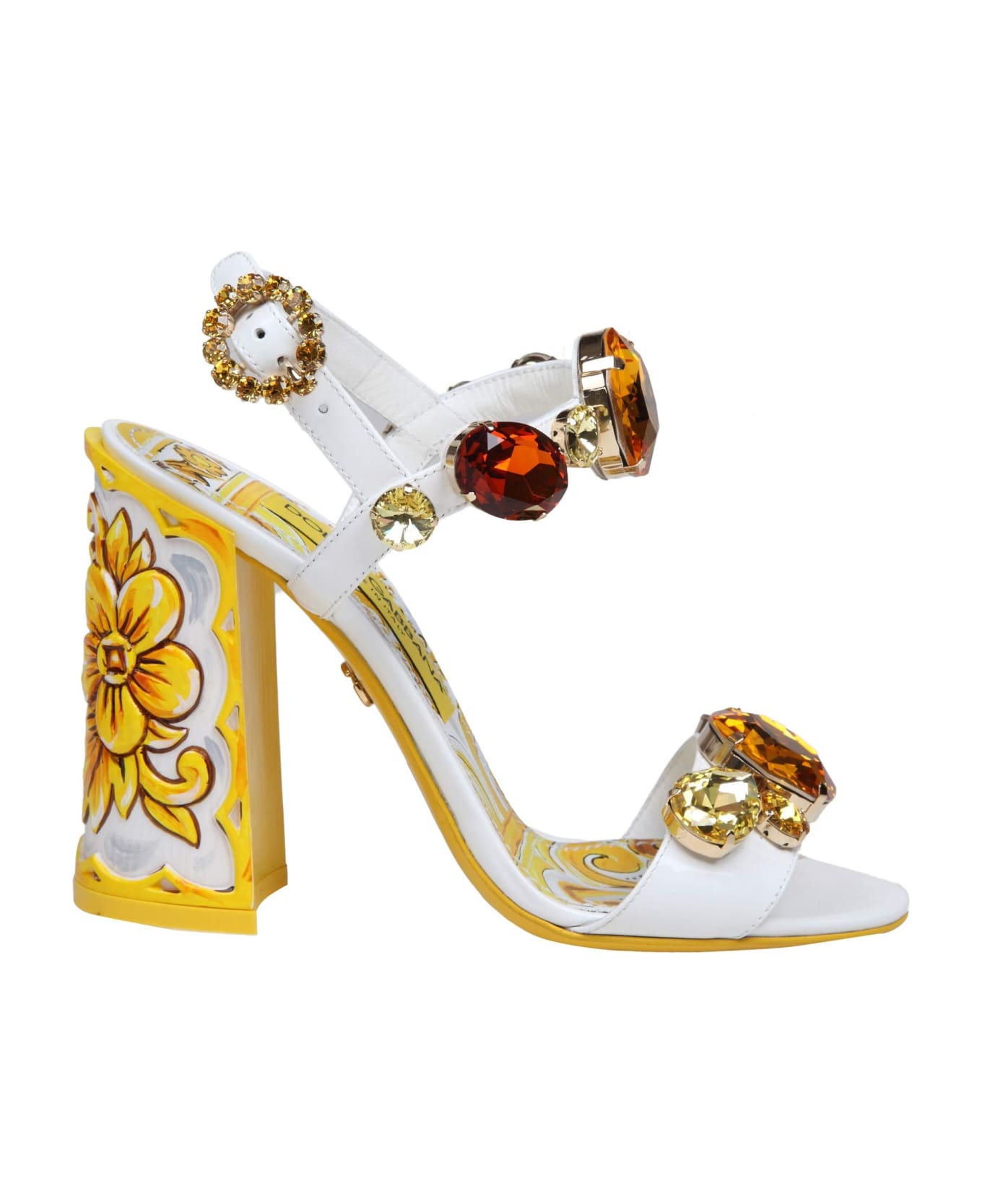 Dolce & Gabbana Keira Patent Sandal With Applied Stones - Giallo