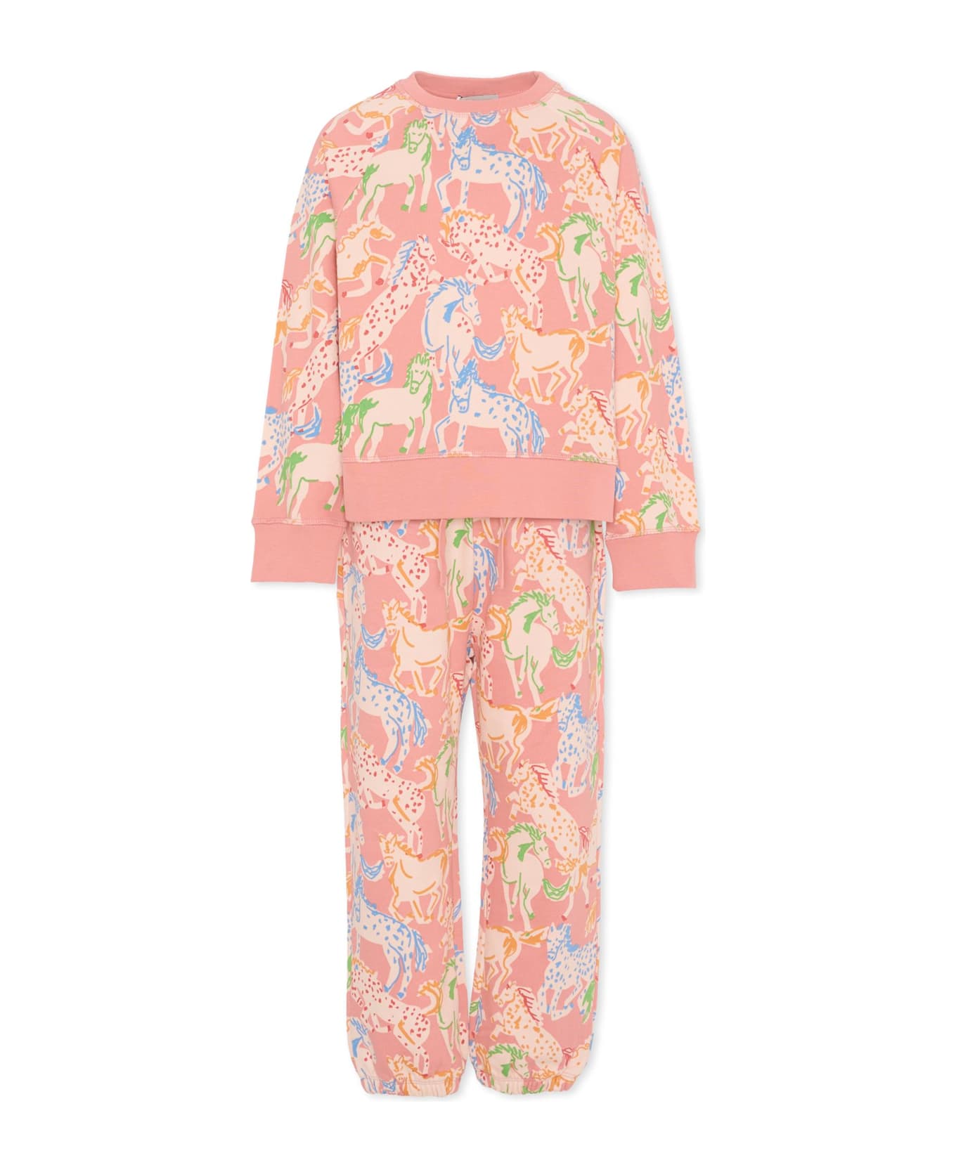 Stella McCartney Kids Pink Suit For Girl With Horse Print - Pink