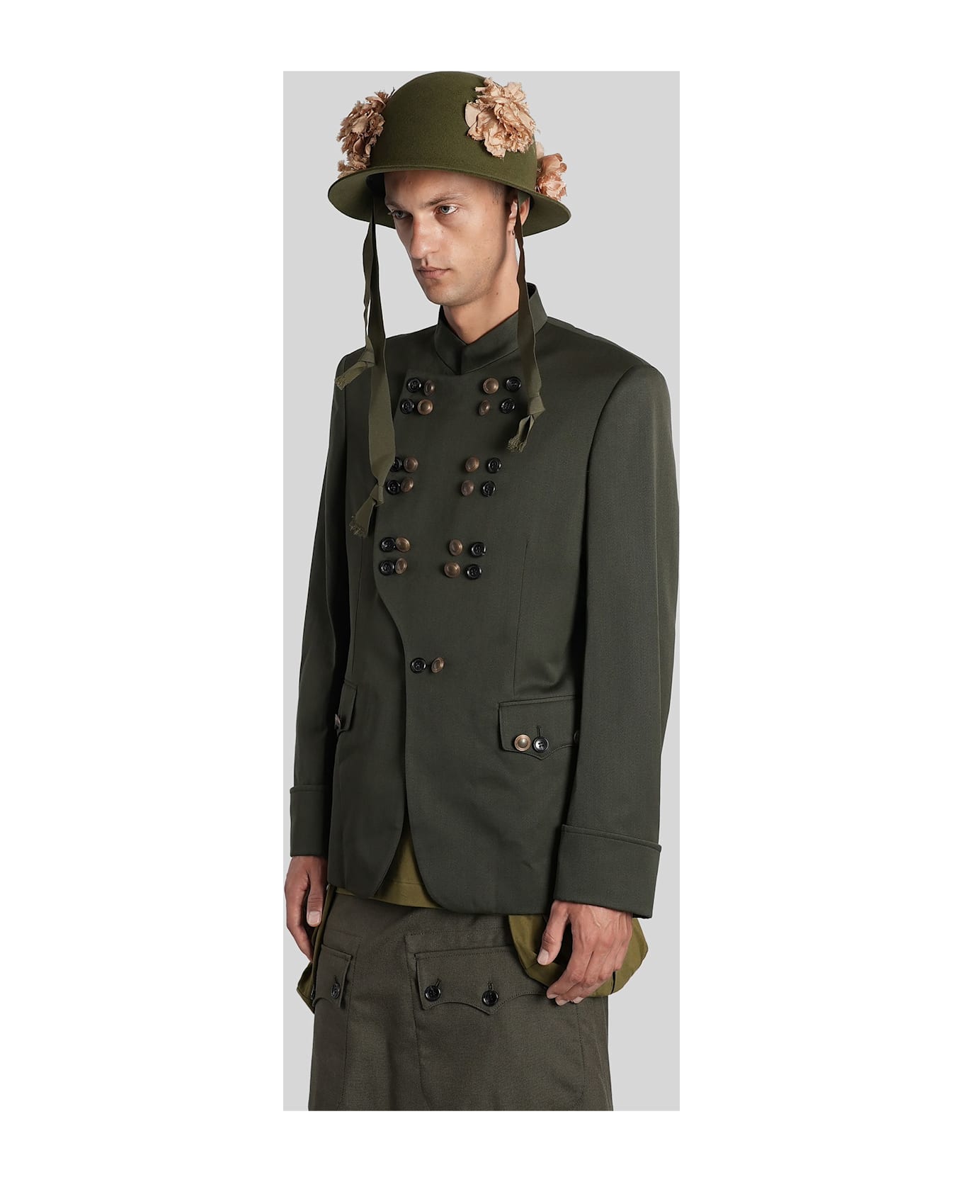 Comme Des Garçons Homme Plus Blazer In Green Wool - green