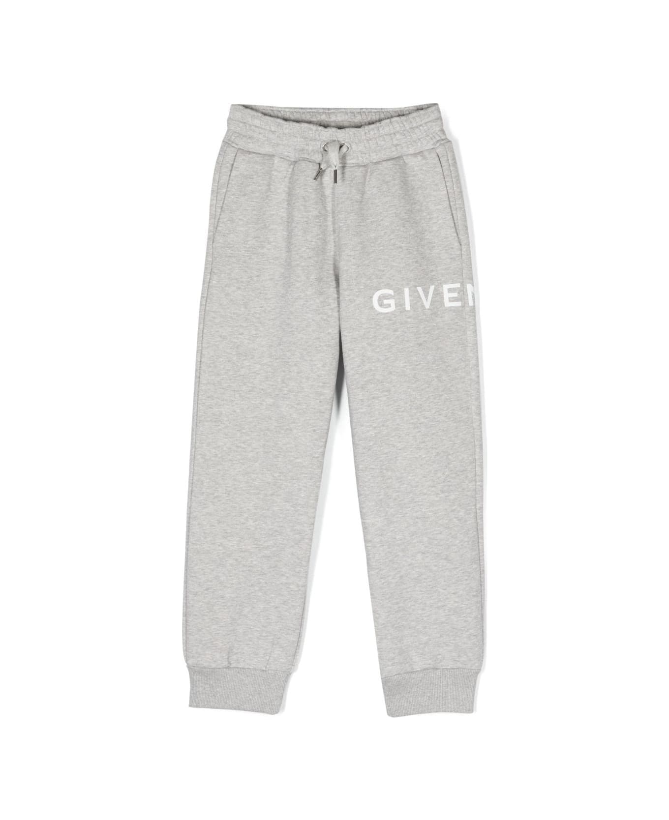 Givenchy Grey Track Pants Withy Contrasting Logo Print In Cotton Boy - Grey