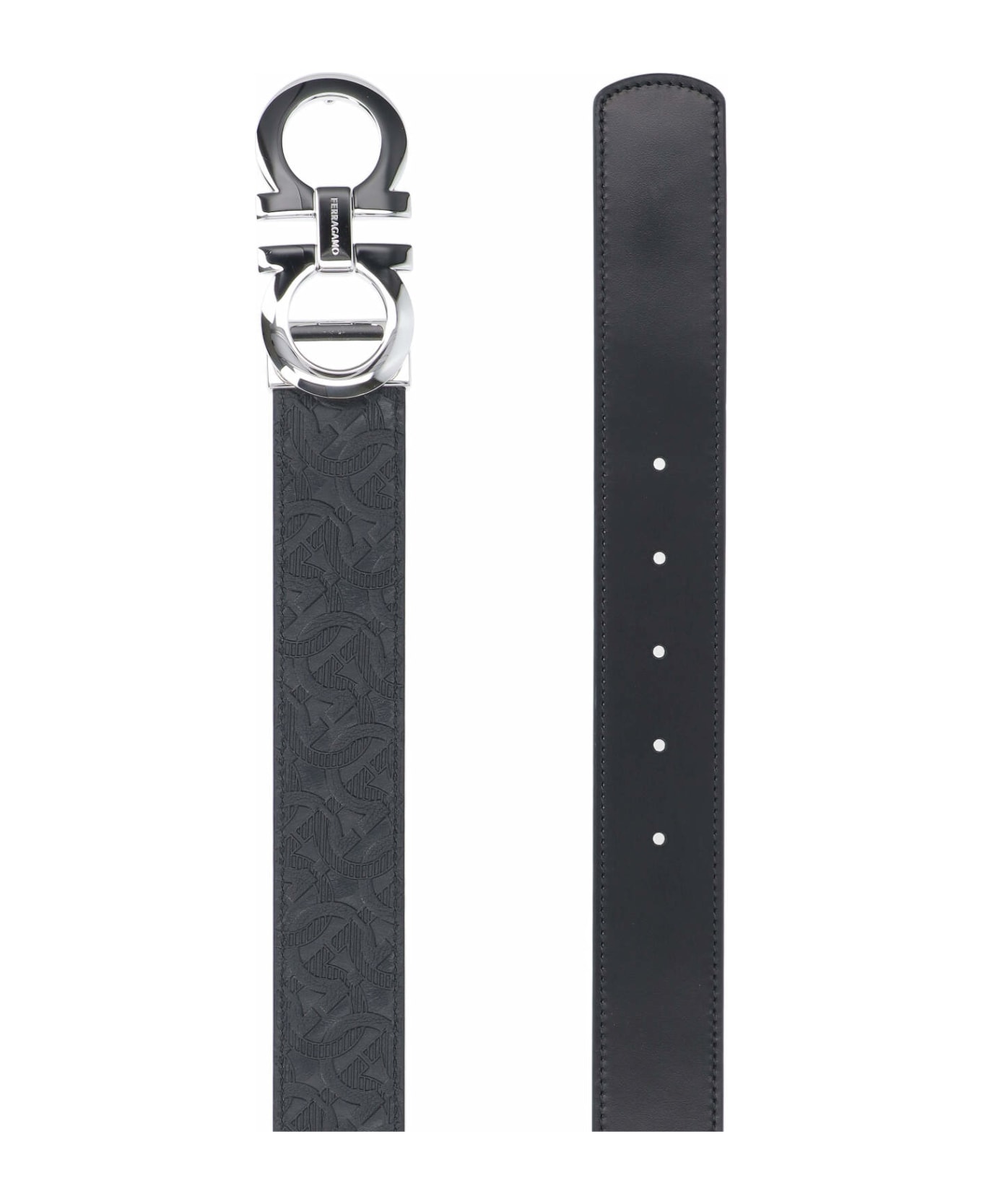 Ferragamo 'gancini' Reversible Belt - Black   ベルト