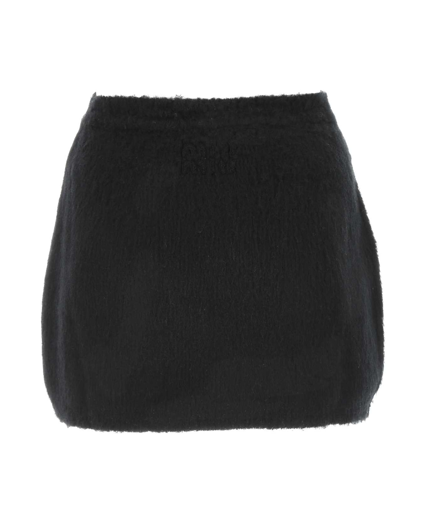Miu Miu Black Stretch Wool Blend Mini Skirt - Black
