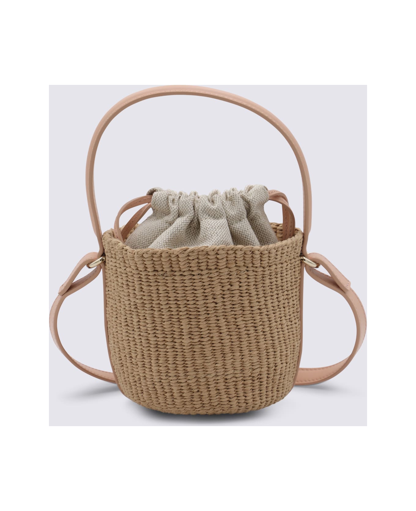 Chloé Beige And Pink Raffia Mini Horse Satchel - APRICOT PINK
