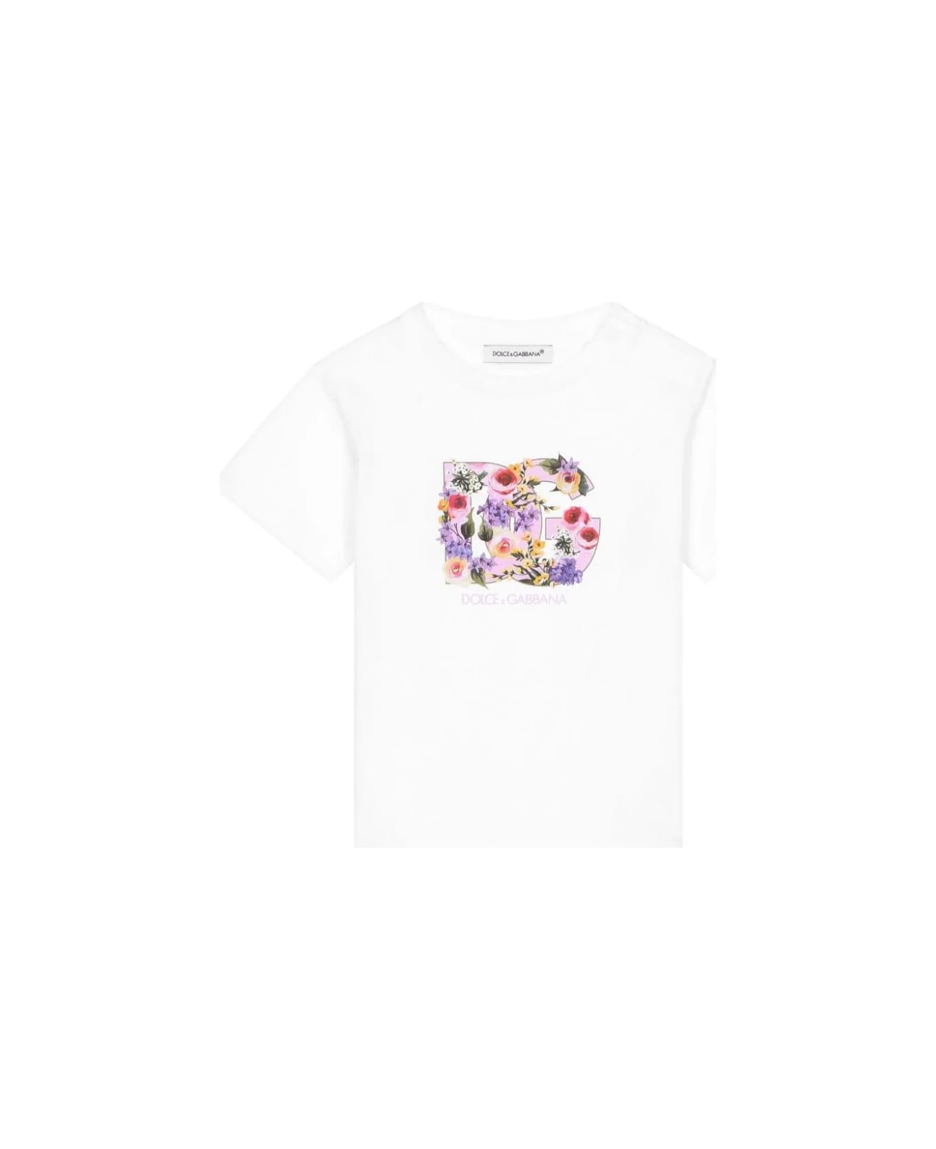 Dolce & Gabbana White T-shirt With Dg Flower Print - White Tシャツ＆ポロシャツ