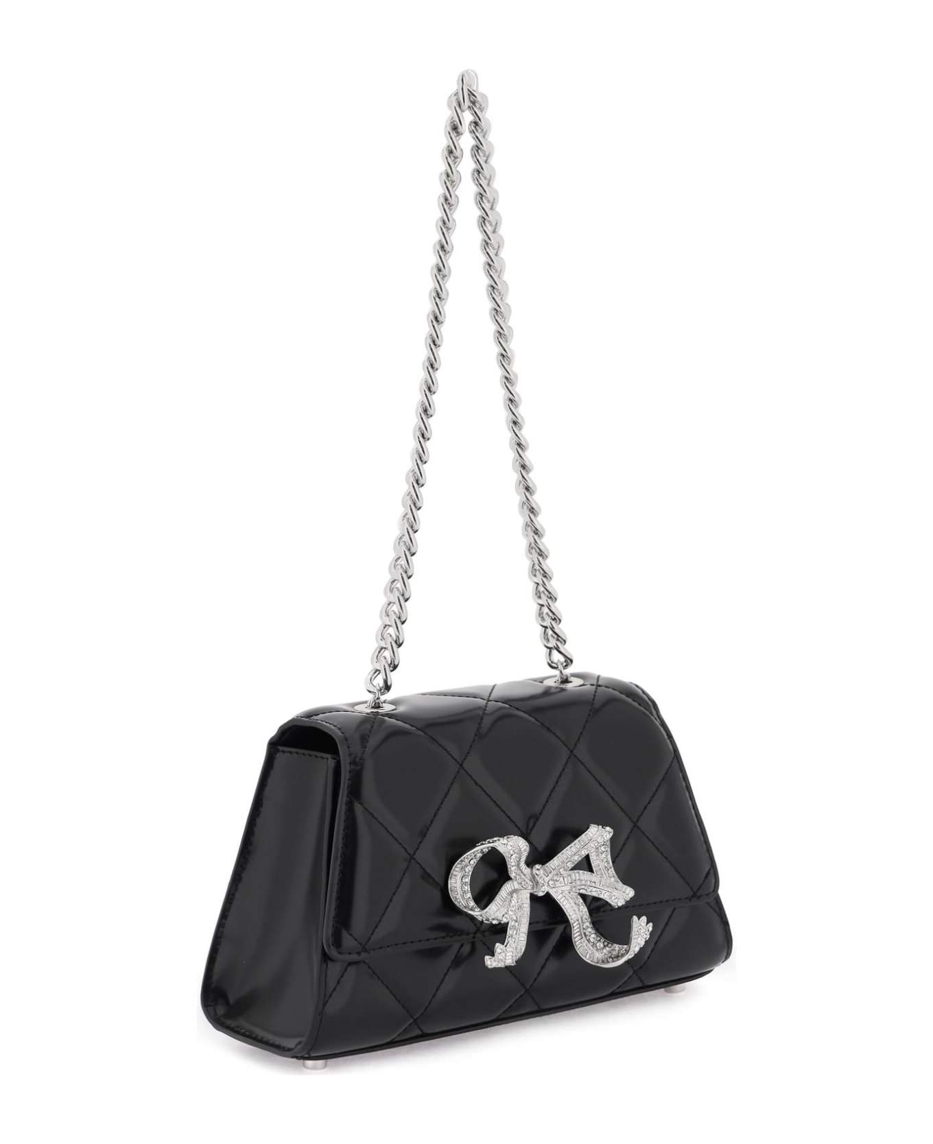 self-portrait Quilted Mini Bow Shoulder Bag - Black