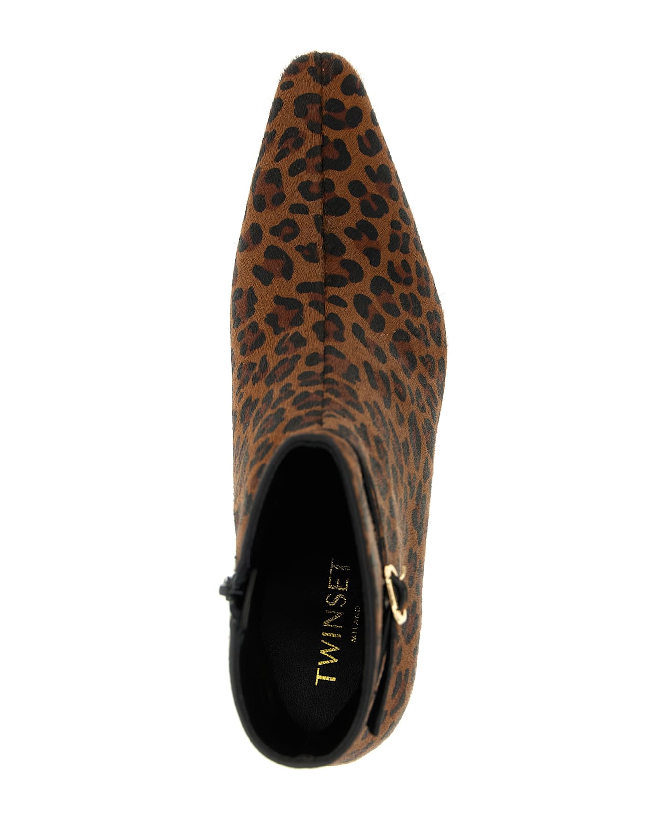 TwinSet Animal Print Ankle Boots - Brown