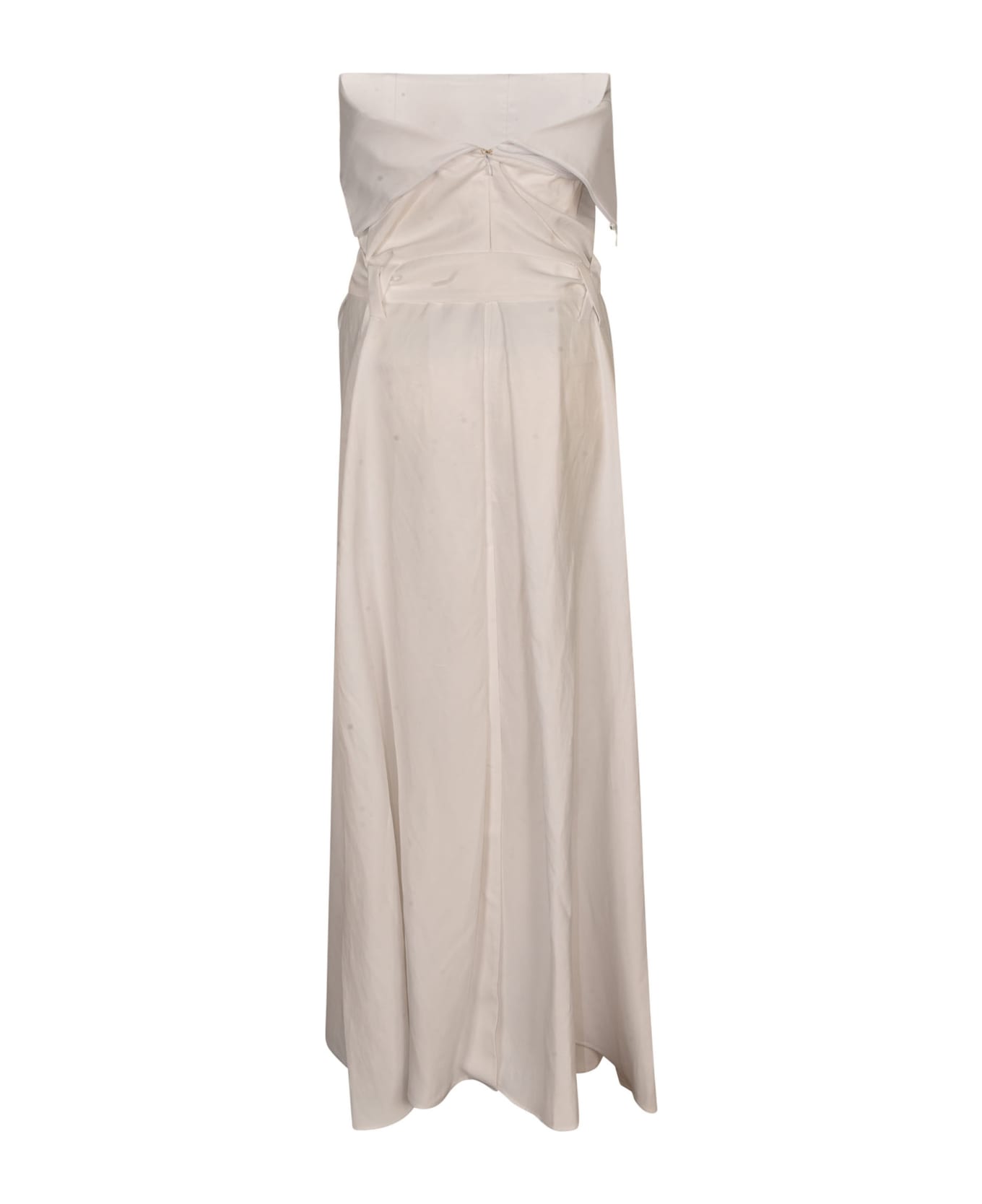 Genny Off-shoulder Rear Zip Flared Dress - White