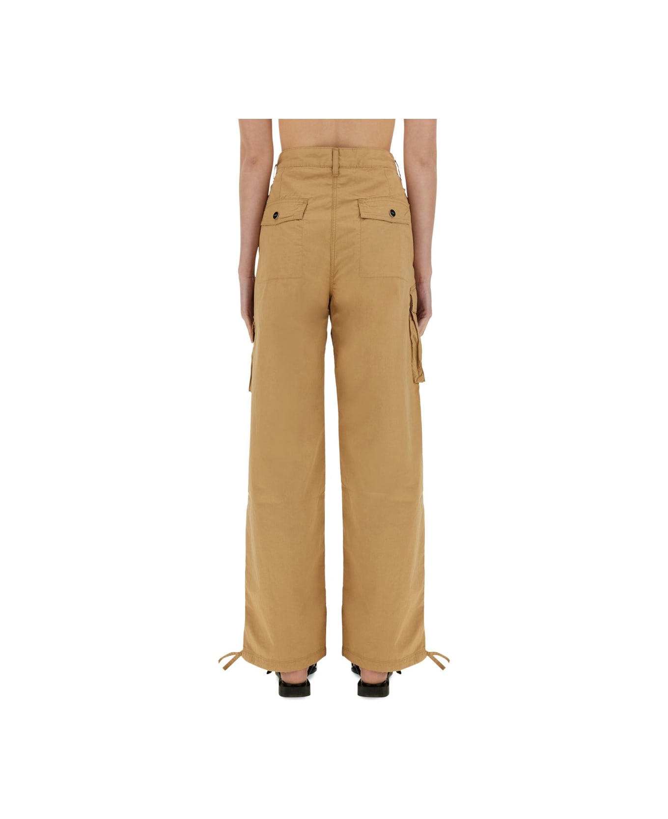 Ganni Cotton Twill Cargo Pants - BEIGE