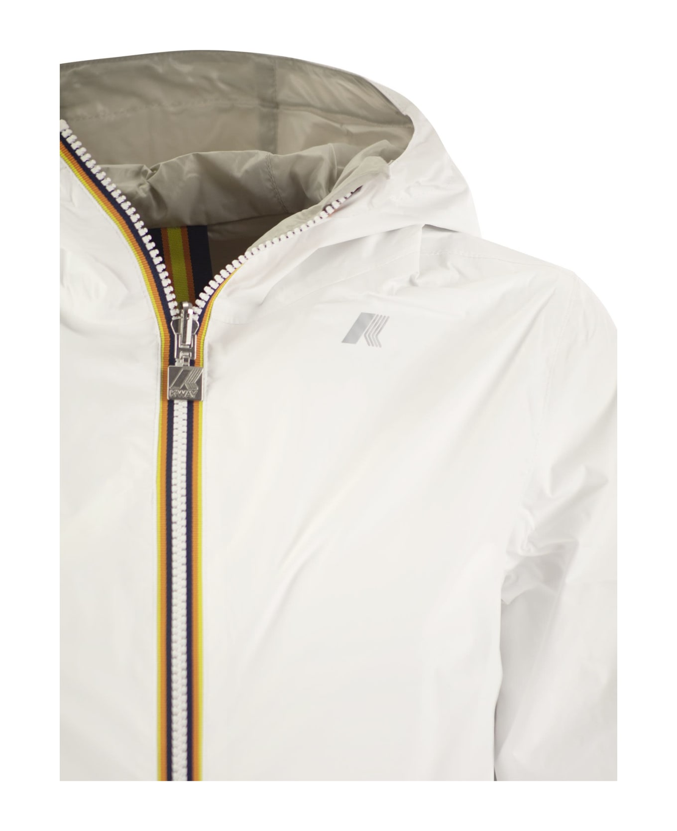 K-Way Sophie Plus - Reversible Hooded Jacket - White/beige
