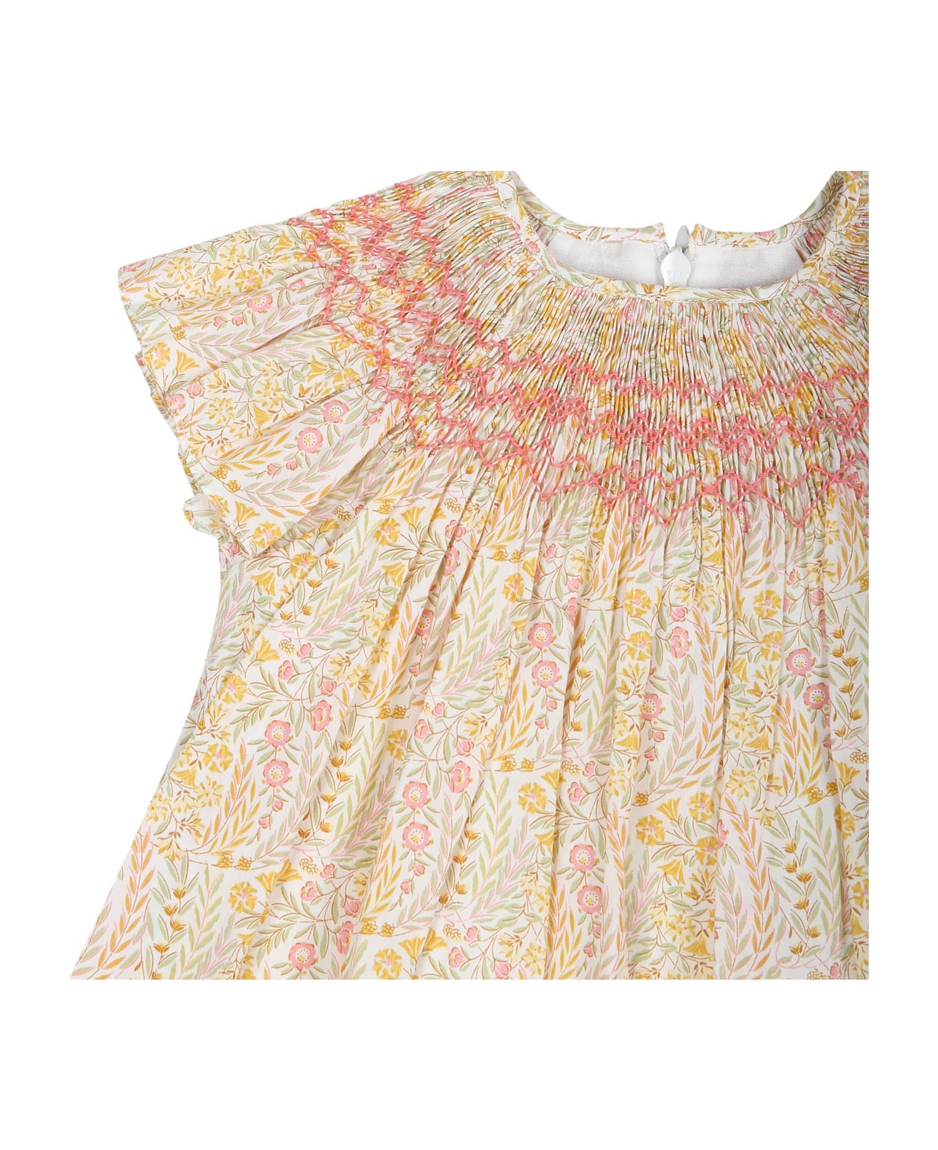 Tartine et Chocolat Ivory Casual Dress For Baby Girl With Liberty Fabric - Ivory