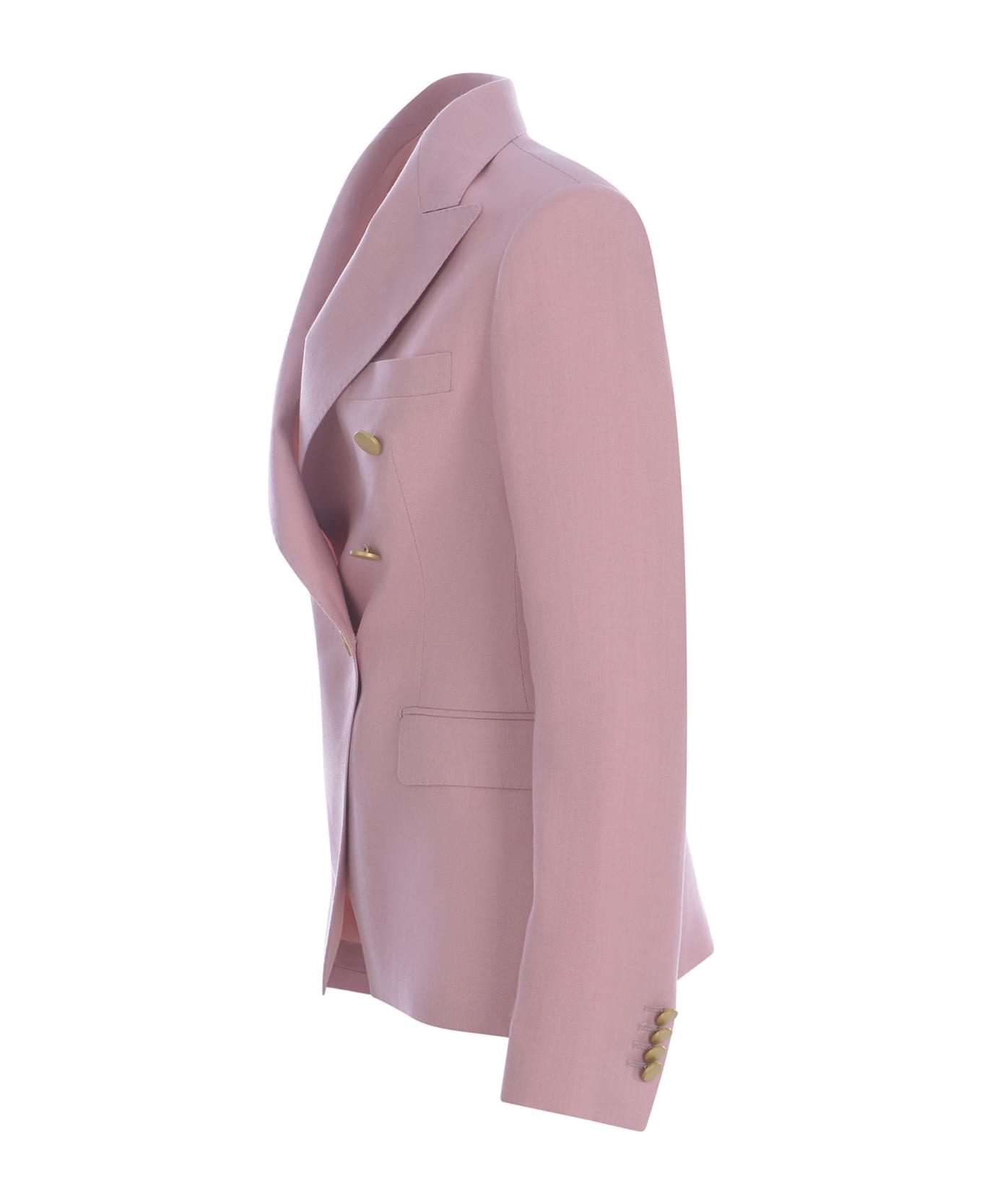 Tagliatore Double-breasted Jacket Tagliatore "j-alycia" Made Of Linen - Rosa