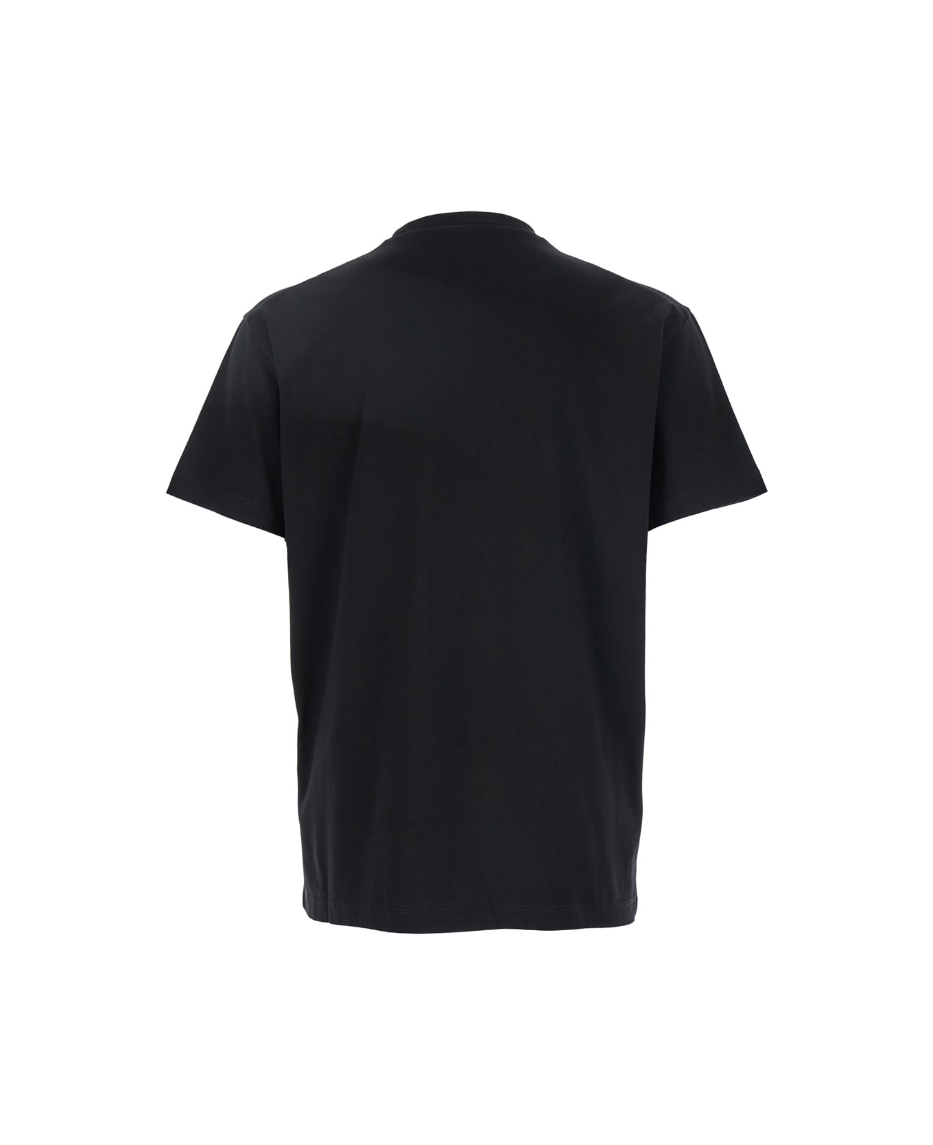 Dsquared2 Black Crewneck T-shirt With Maxi Logo Print On The Front In Cotton Man - Black