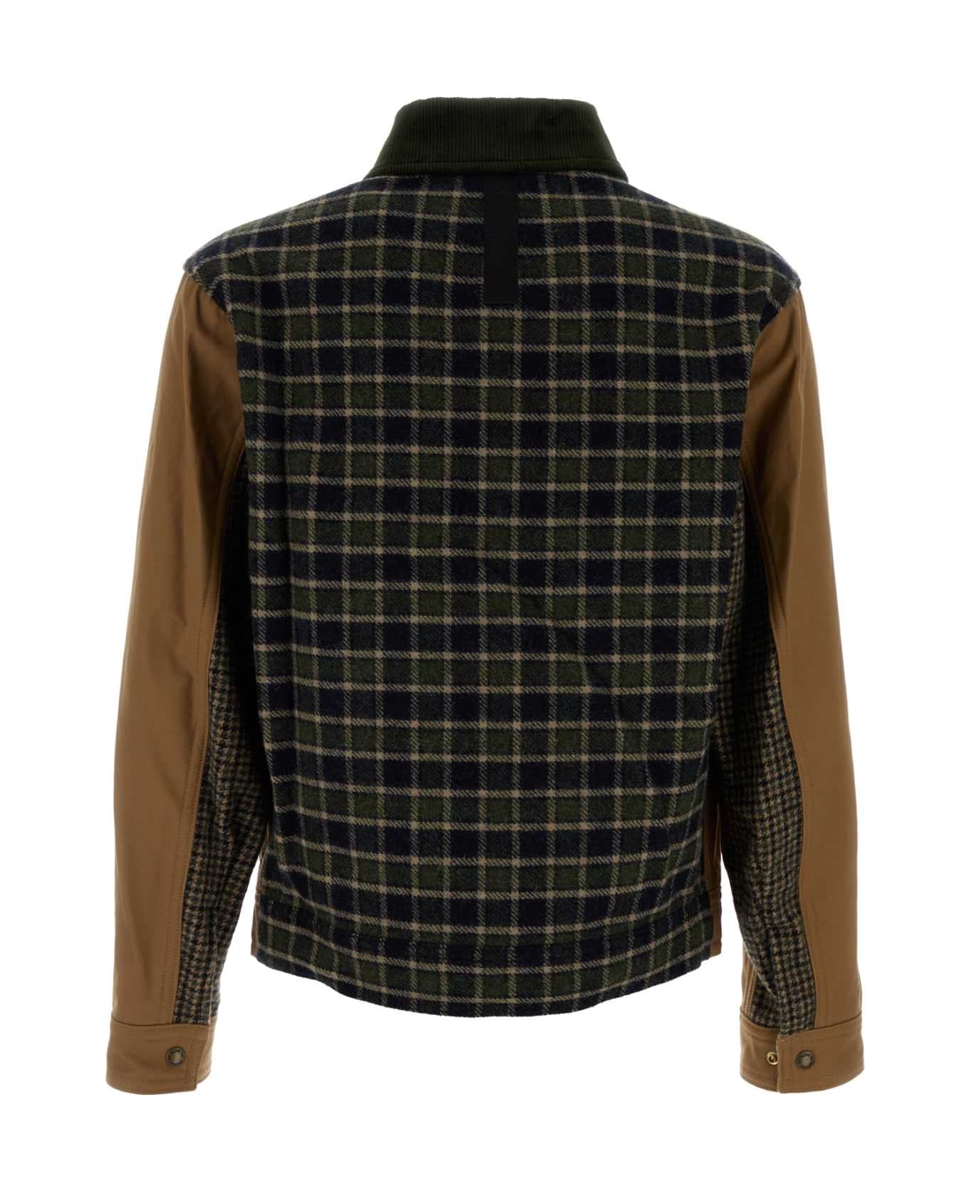 Junya Watanabe Multicolor Cotton And Wool Blend Jacket - BEIGEXNVYGRN