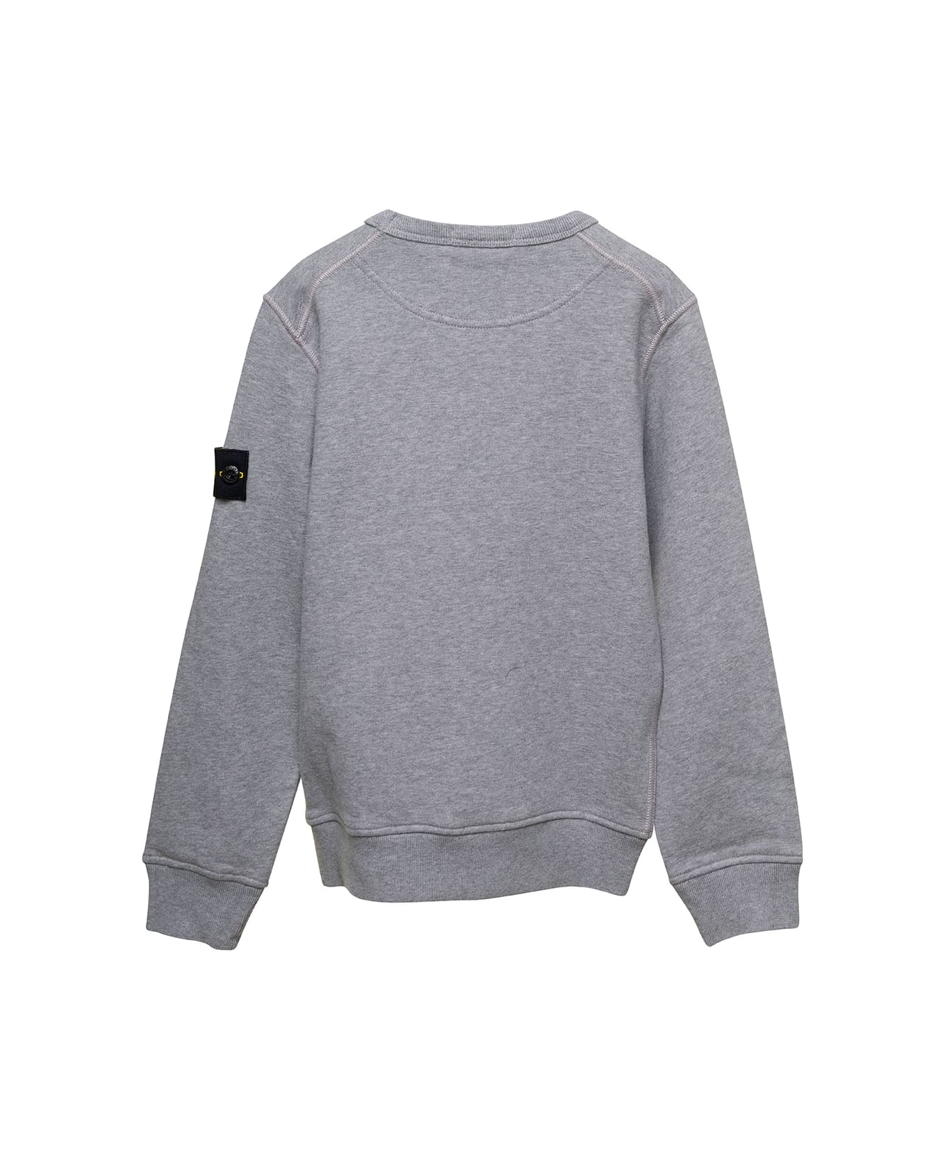 Stone Island Junior Grey Long-sleeved Sweatshirt And Patch Logo With Buttons In Cotton Boy