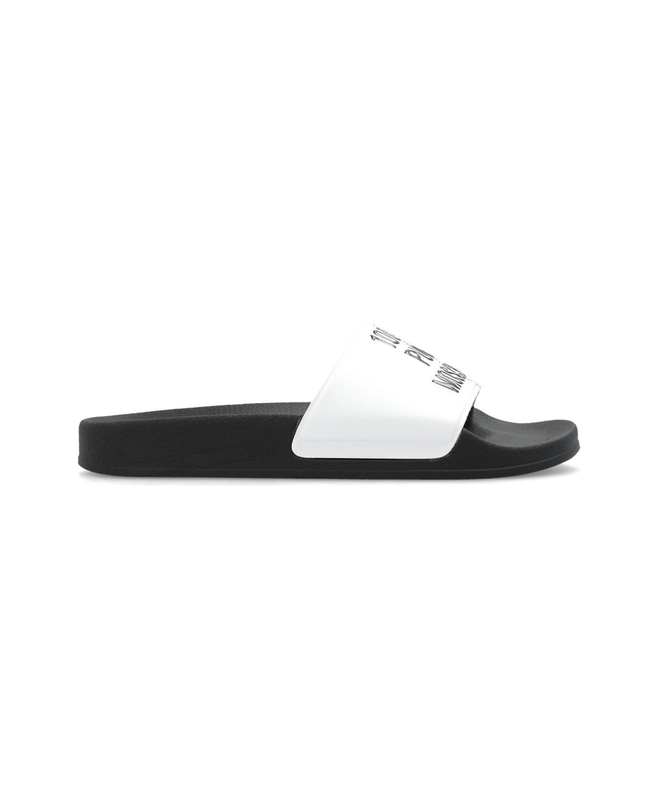 Moschino Logo-embossed Slides - WHITE/BLACK