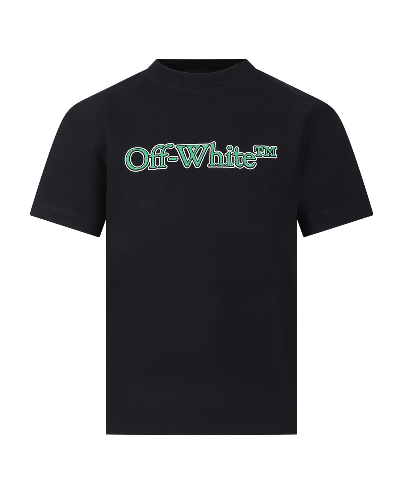 Off-White Black T-shirt For Boy With Logo - Black Green