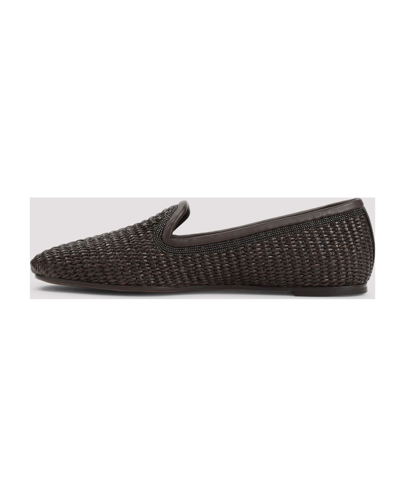 Brunello Cucinelli Raffia Slippers - TESTA DI MORO