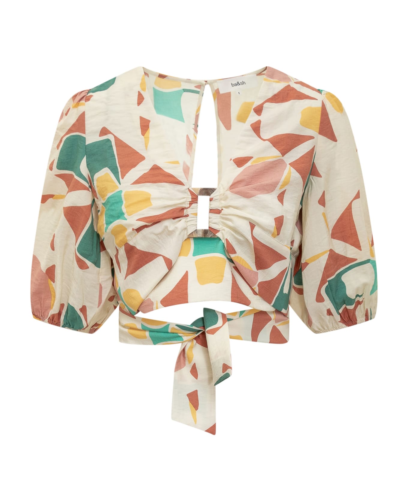 Ba&Sh Cropped Top With Abstract Print - ECRU