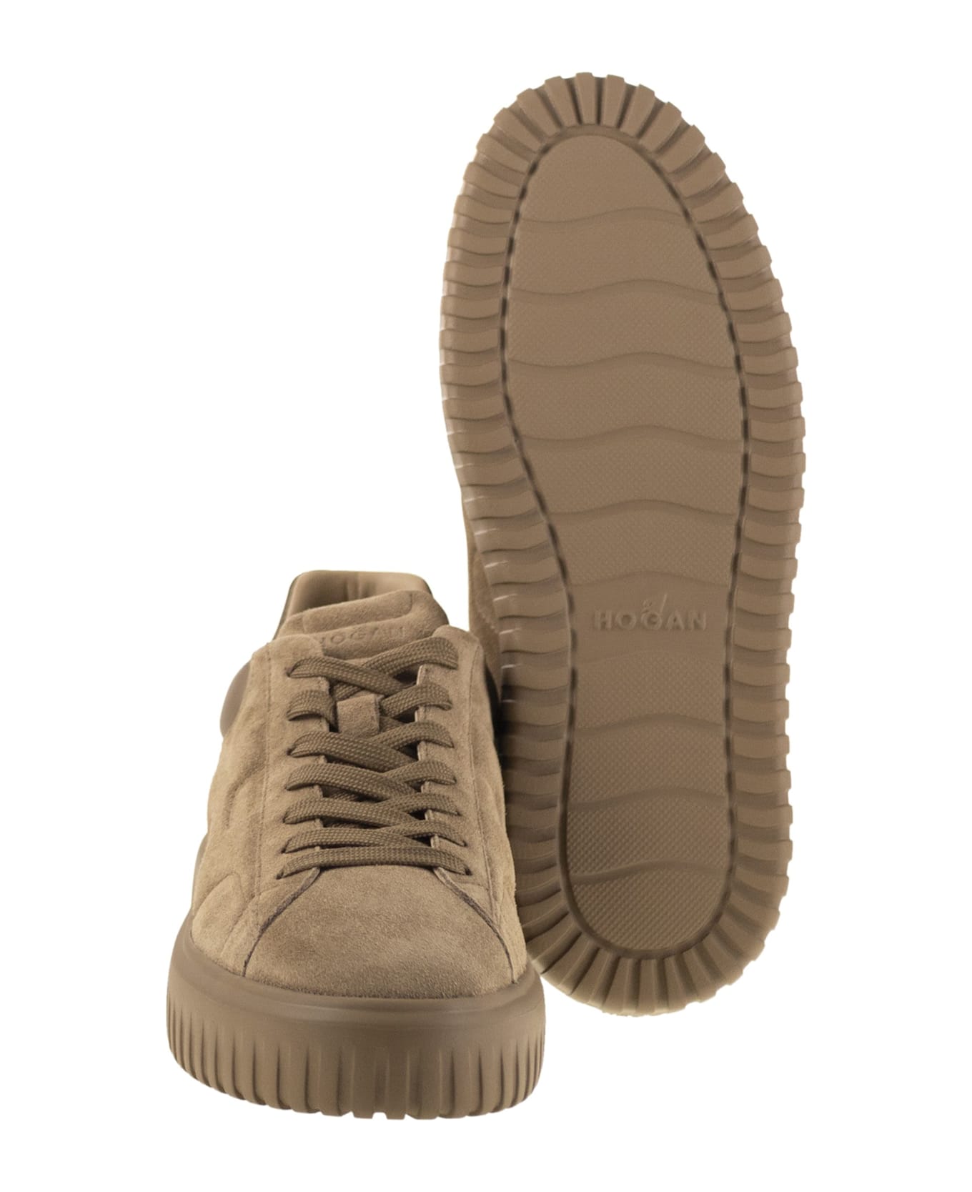 Hogan H-stripes Suede Trainers - Beige
