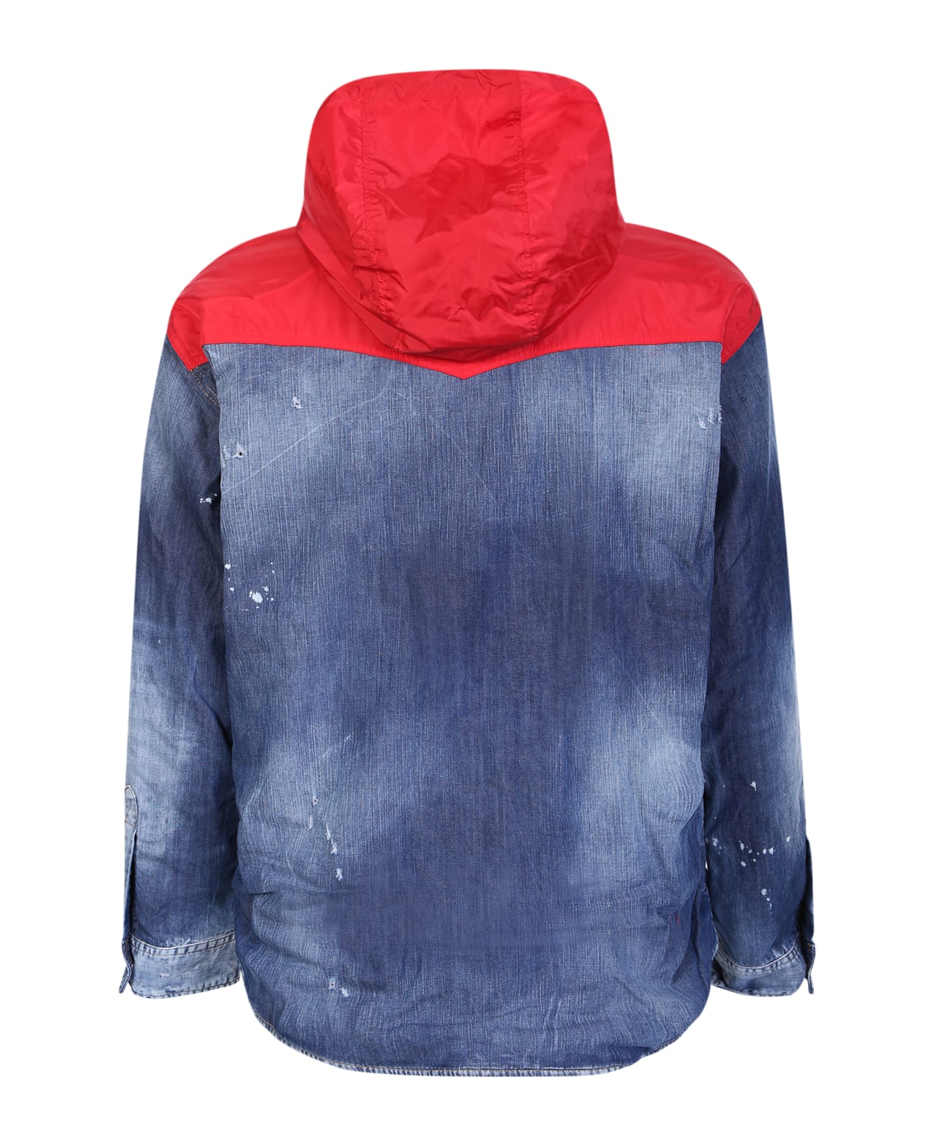 Dsquared2 Blue Denim Hoodie Nylon Shirt Jacket - Blue