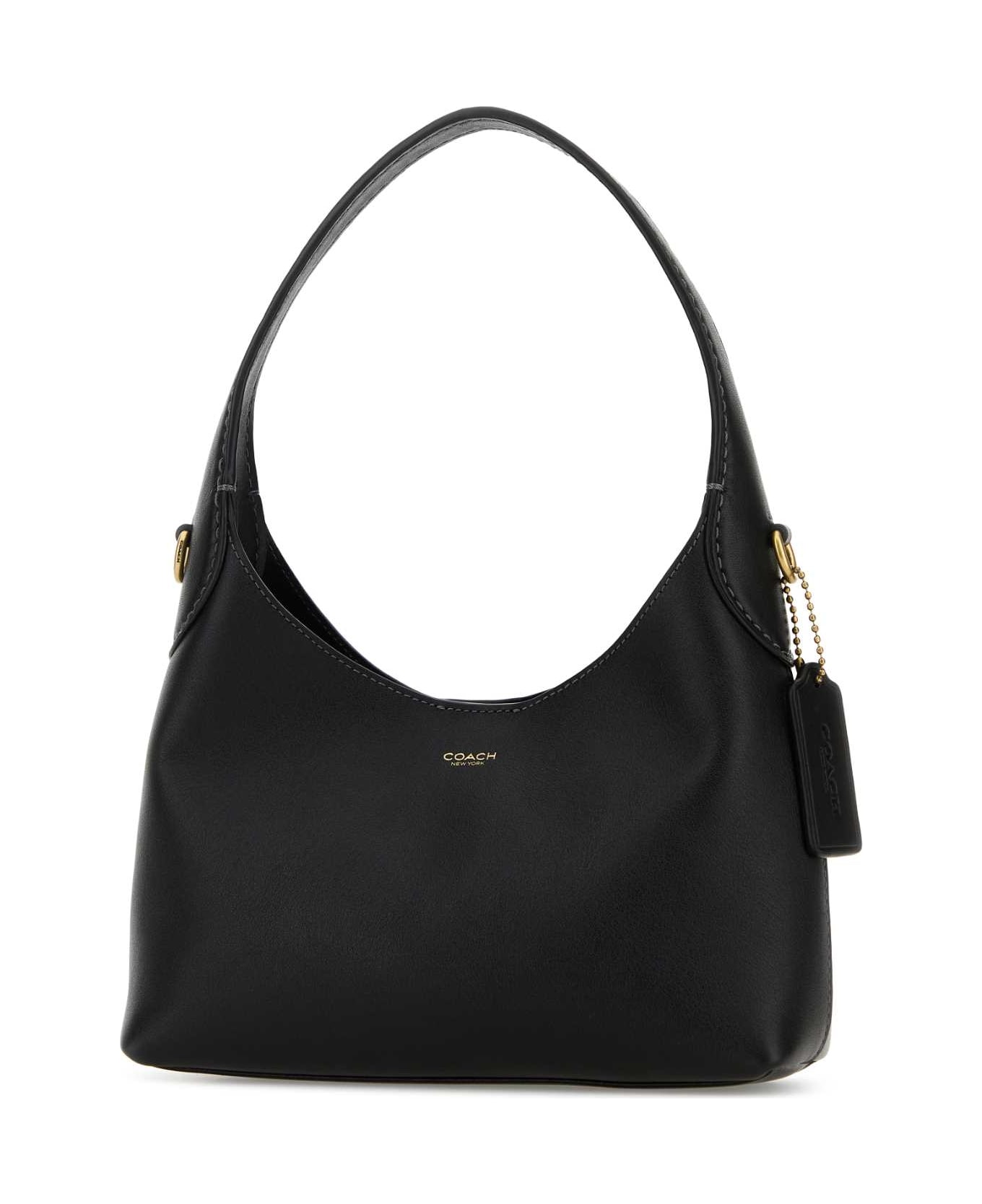 Coach Black Leather Brooklyn 23 Shoulder Bag - B4BLACK