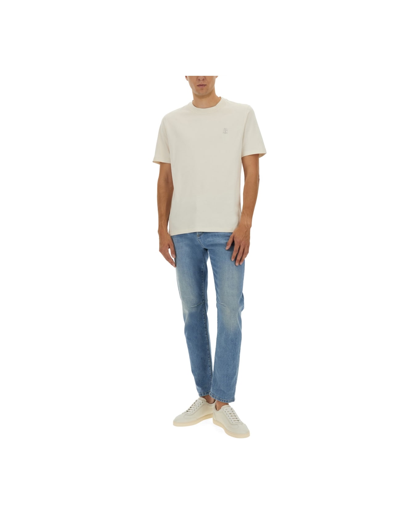Brunello Cucinelli T-shirt With Logo - IVORY