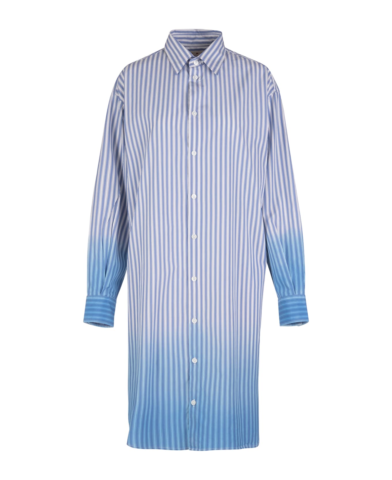Marni Woman Midi Shirt Dress In Light Blue Sponged Poplin - Azzurro