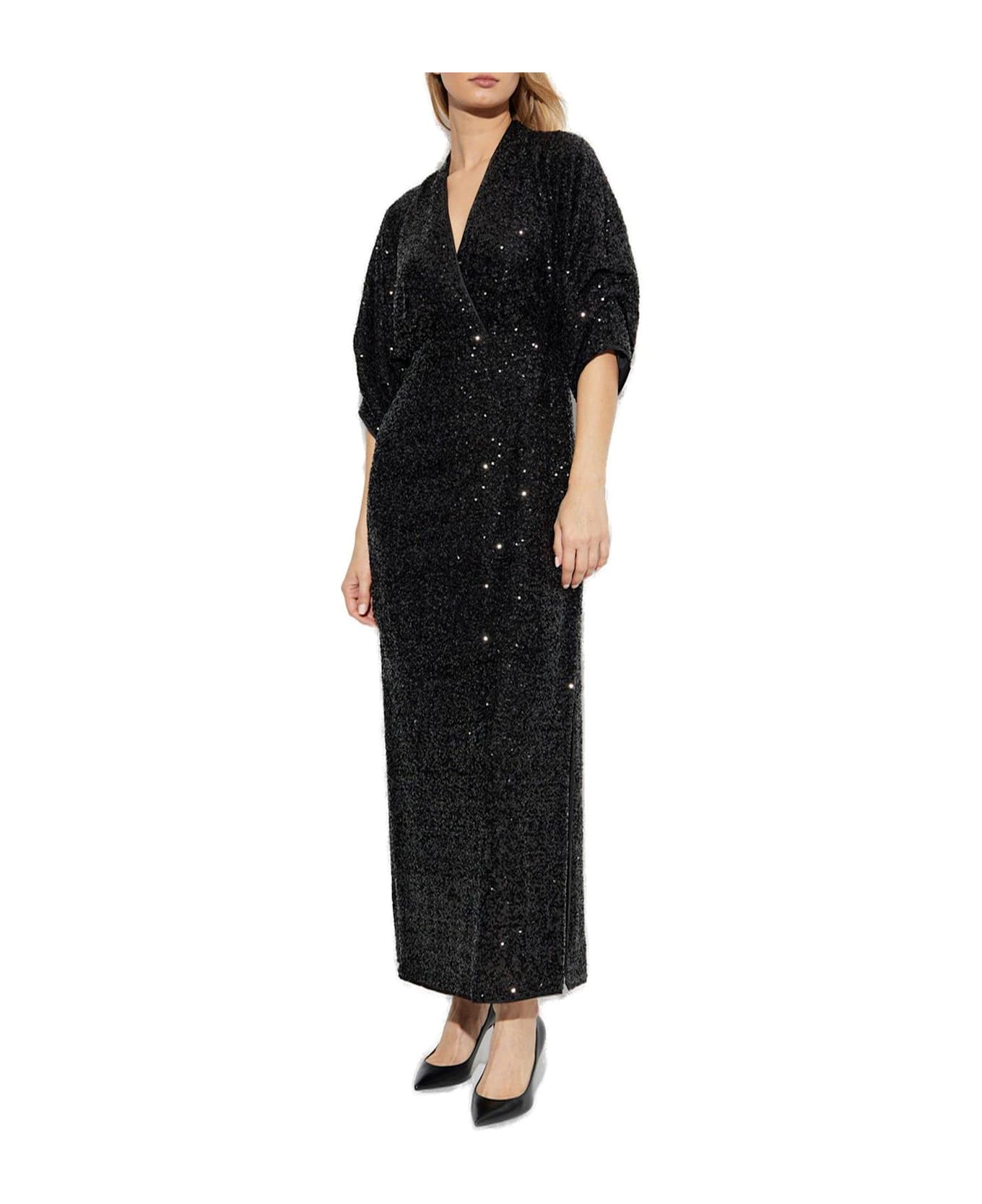 Diane Von Furstenberg Jessel Sequin Embellished V-neck Dress - BLACK