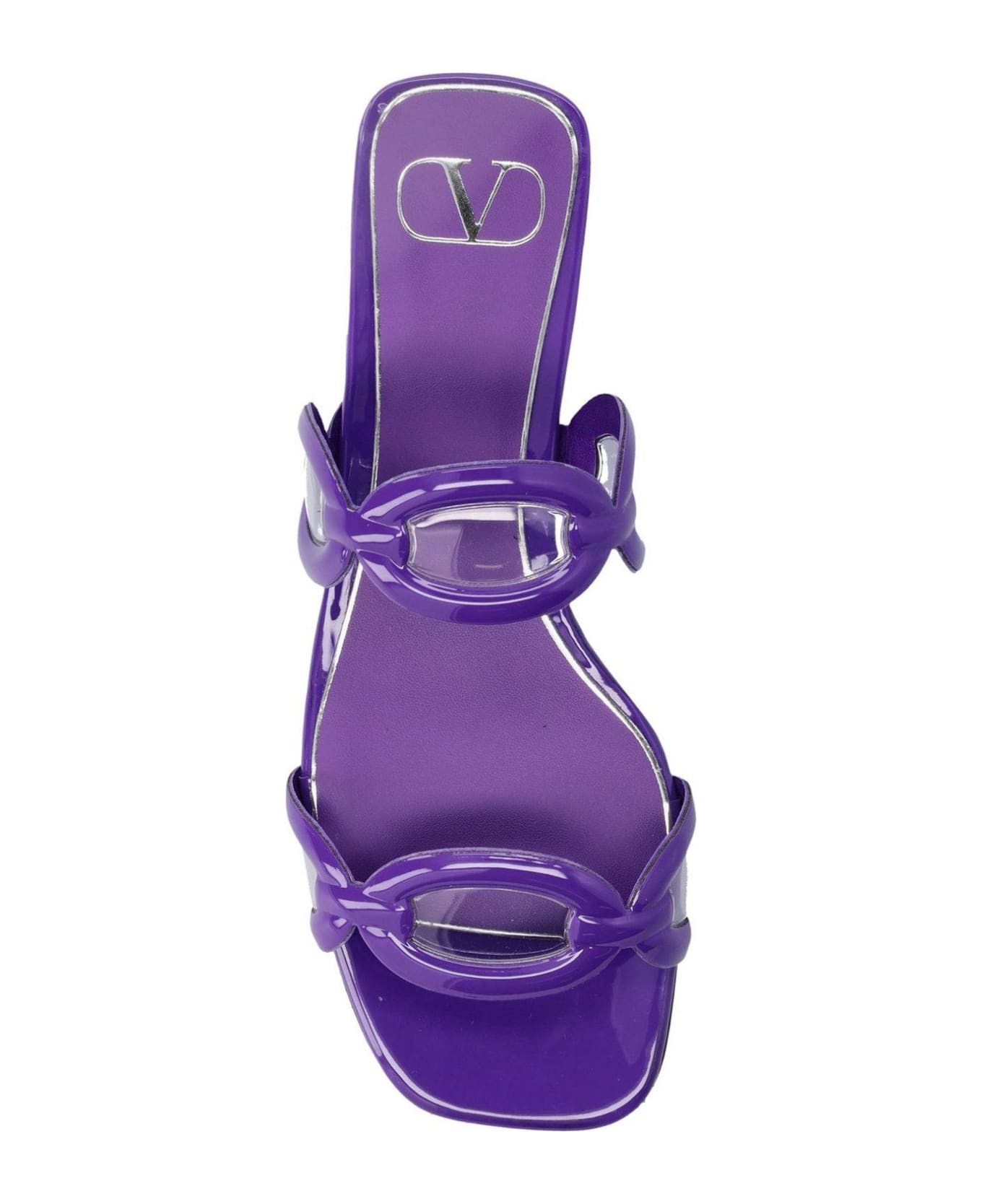 Valentino Garavani Square Toe Slip-on Slides - Purple