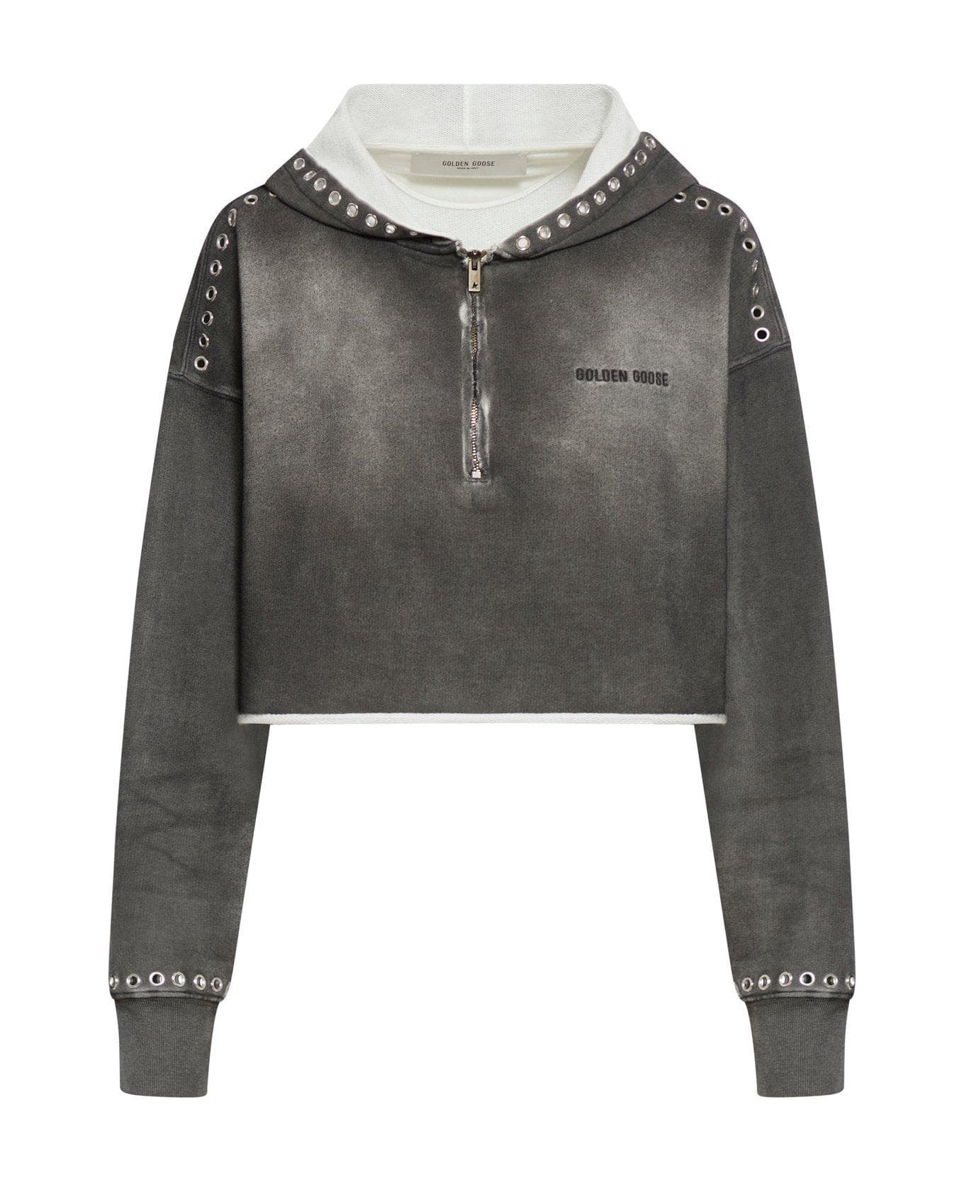 Golden Goose Eyelets Cropped Zip-up Hoodie - Grey