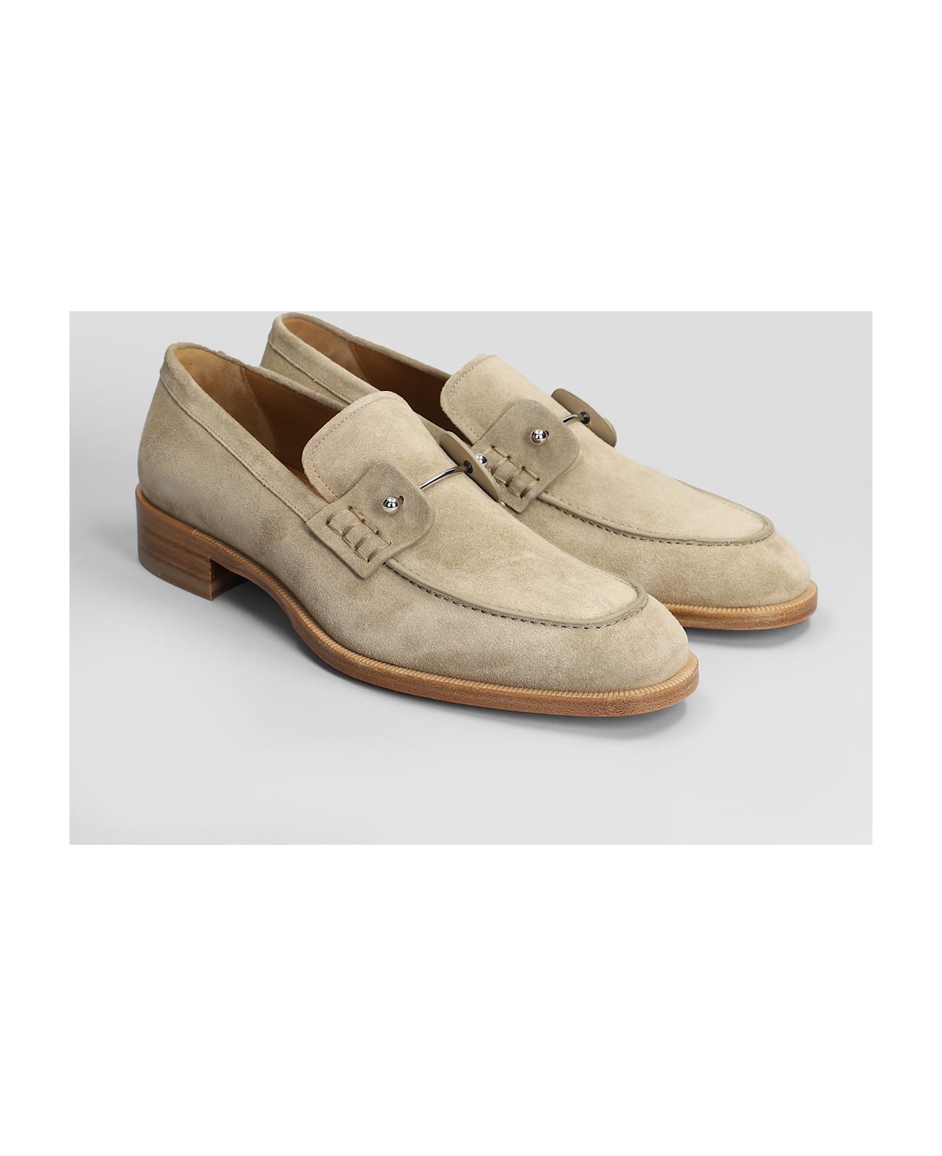 Christian Louboutin Chambelimoc Loafers In Beige Suede - Saharienne ローファー＆デッキシューズ