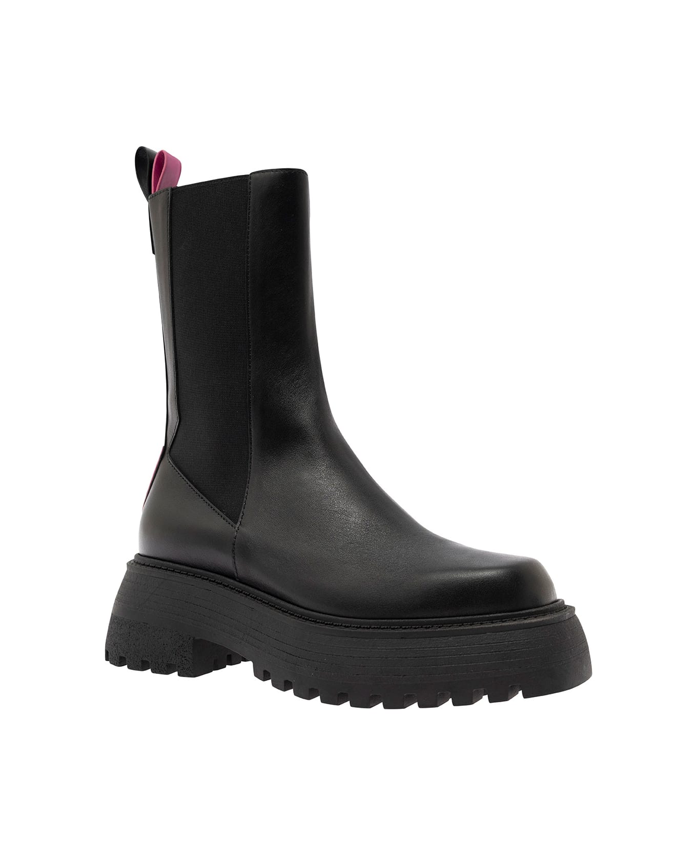 3JUIN 'tokyo' Black Boots With Chunky Platform In Leather Woman - Black