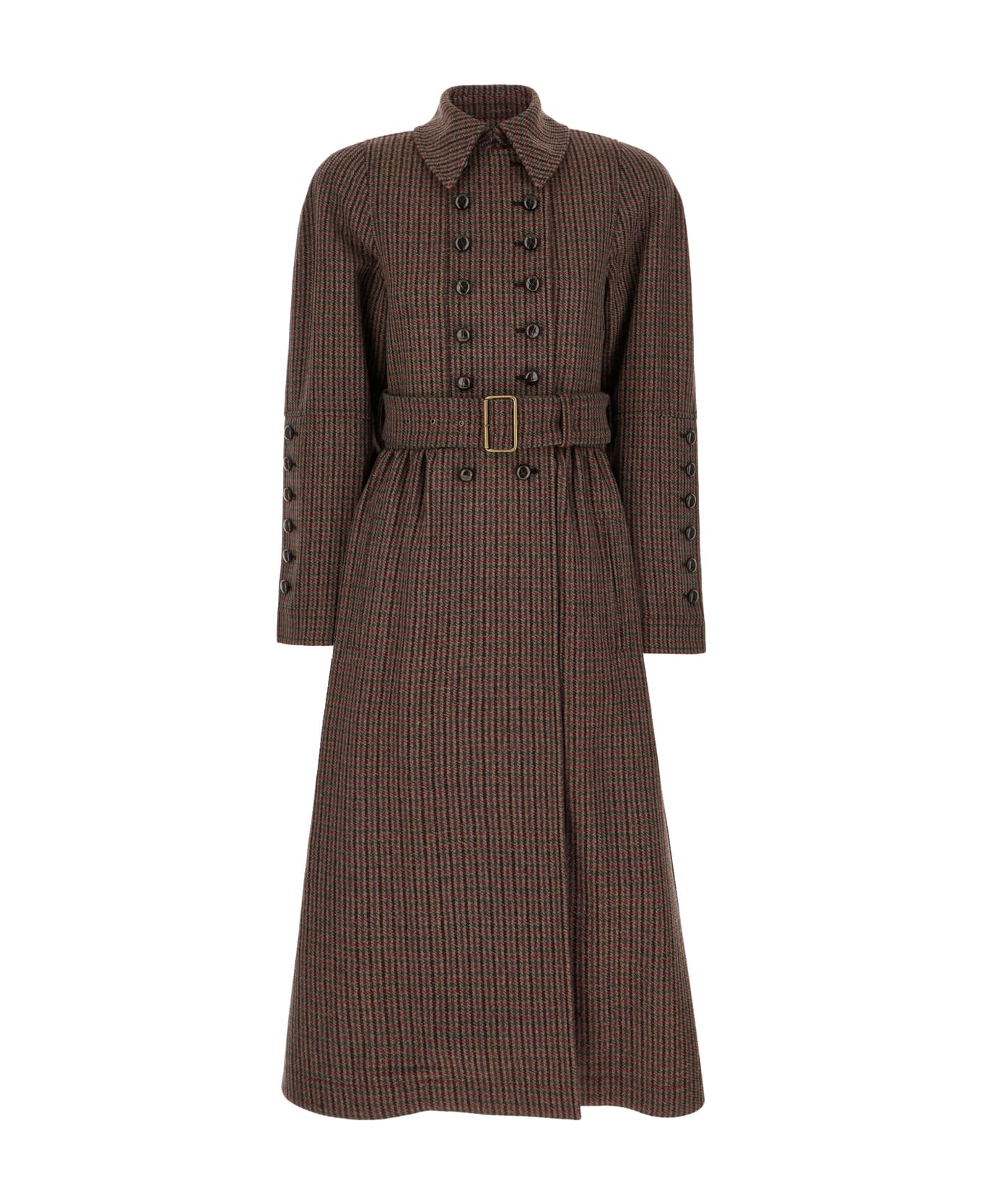 Chloé Embroidered Wool Blend Coat - Red