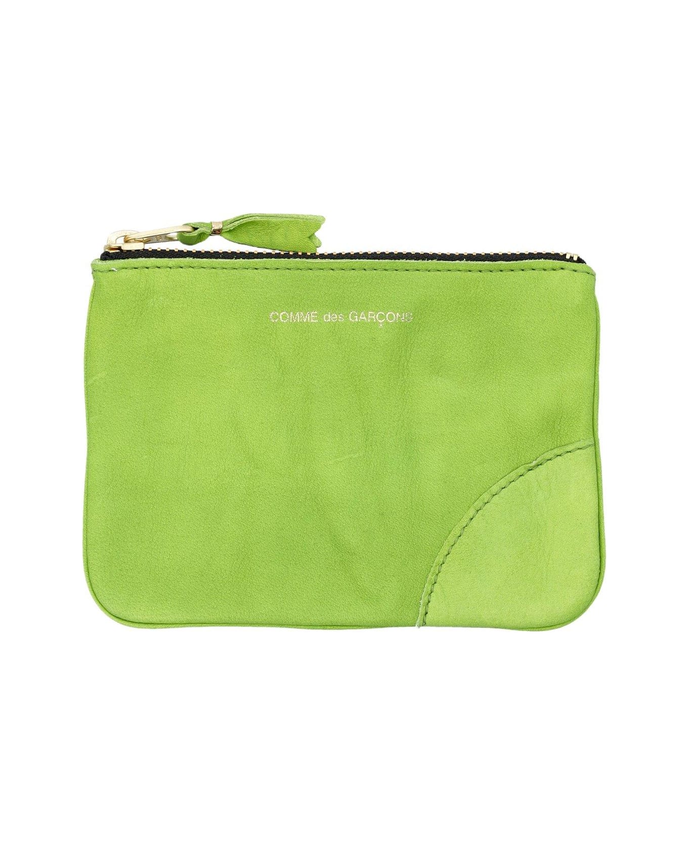 Comme des Garçons Wallet Logo Printed Zip-up Wallet - Green 財布