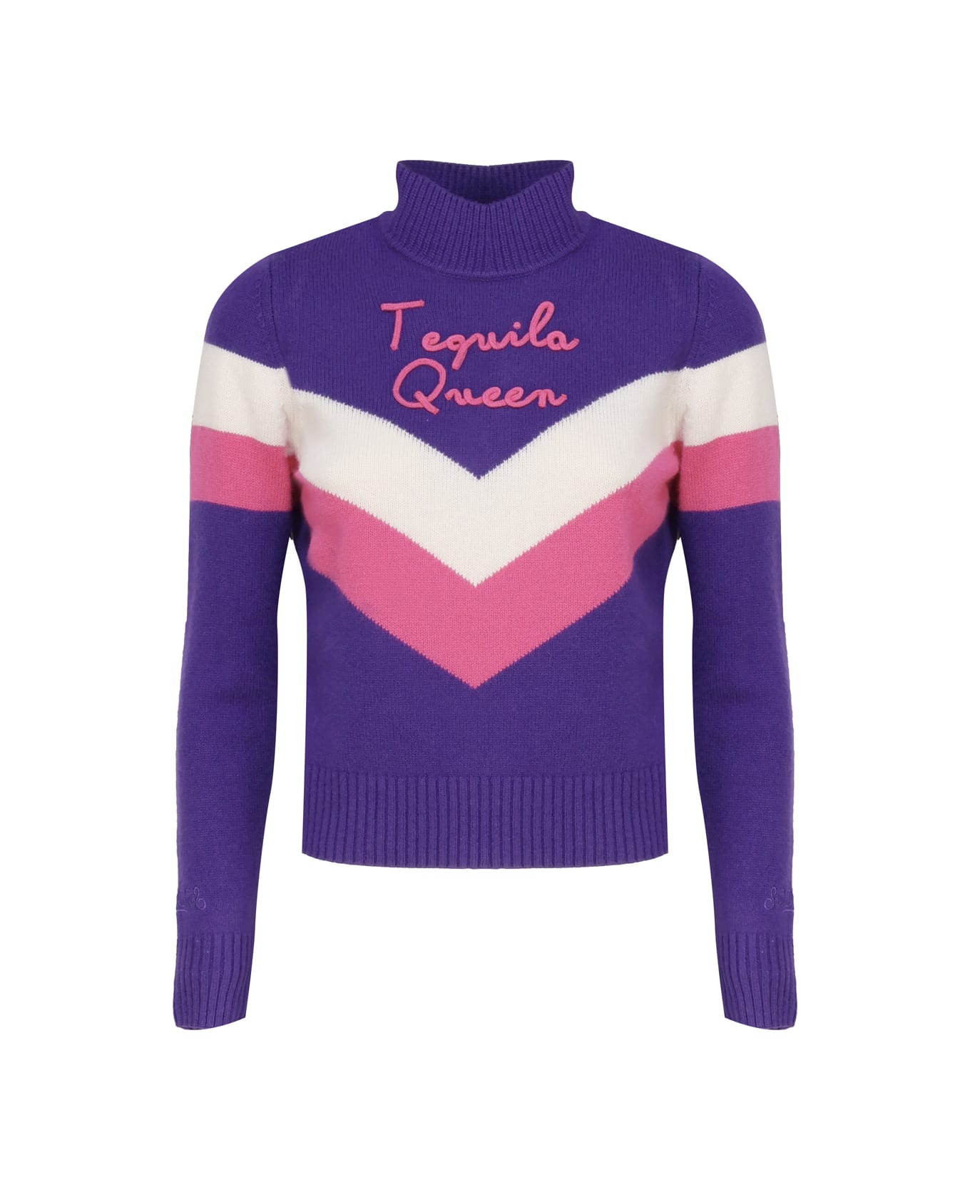 MC2 Saint Barth Turtleneck Sweater With Writing - Purple