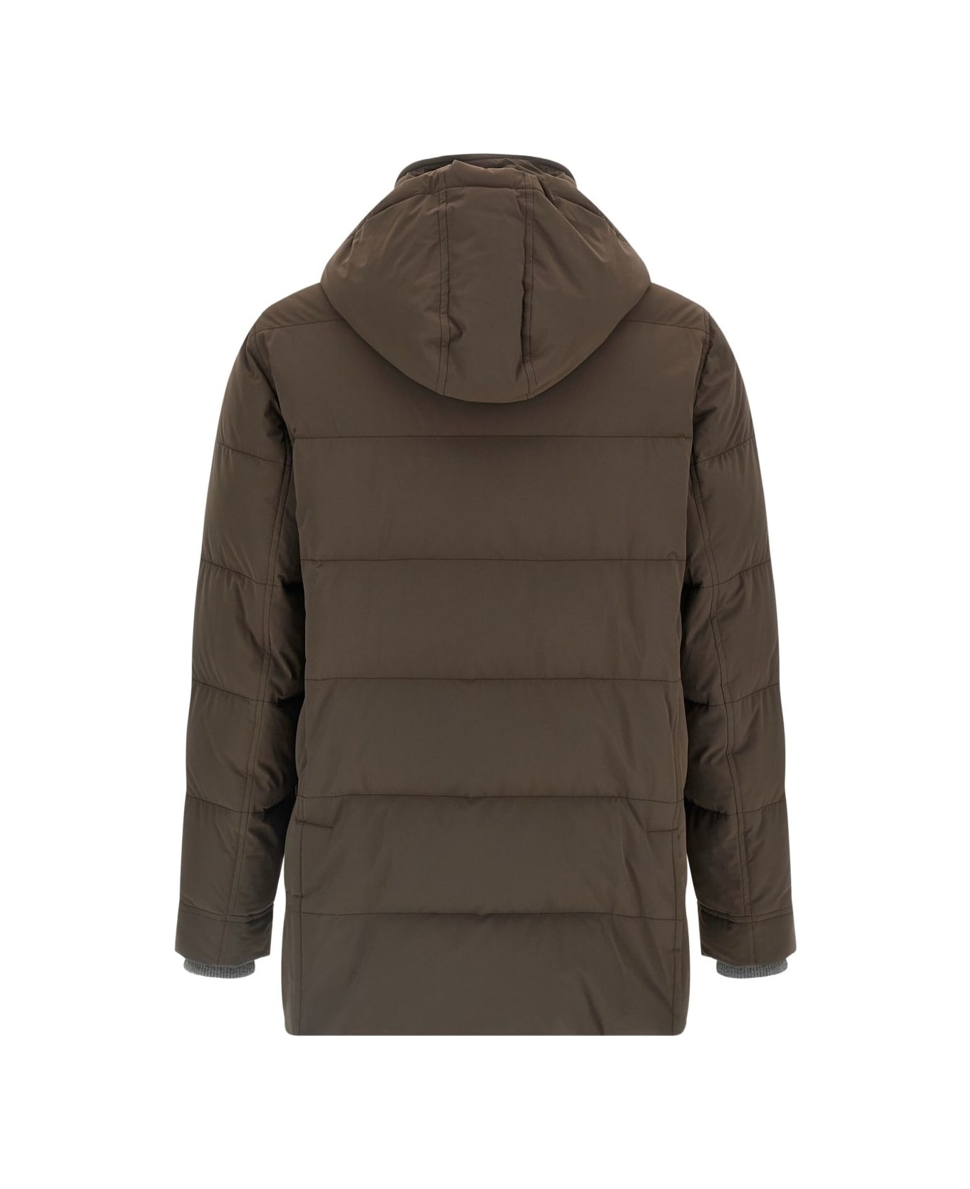 Brunello Cucinelli Brown Ribbed Padded Down Jacket - Brown